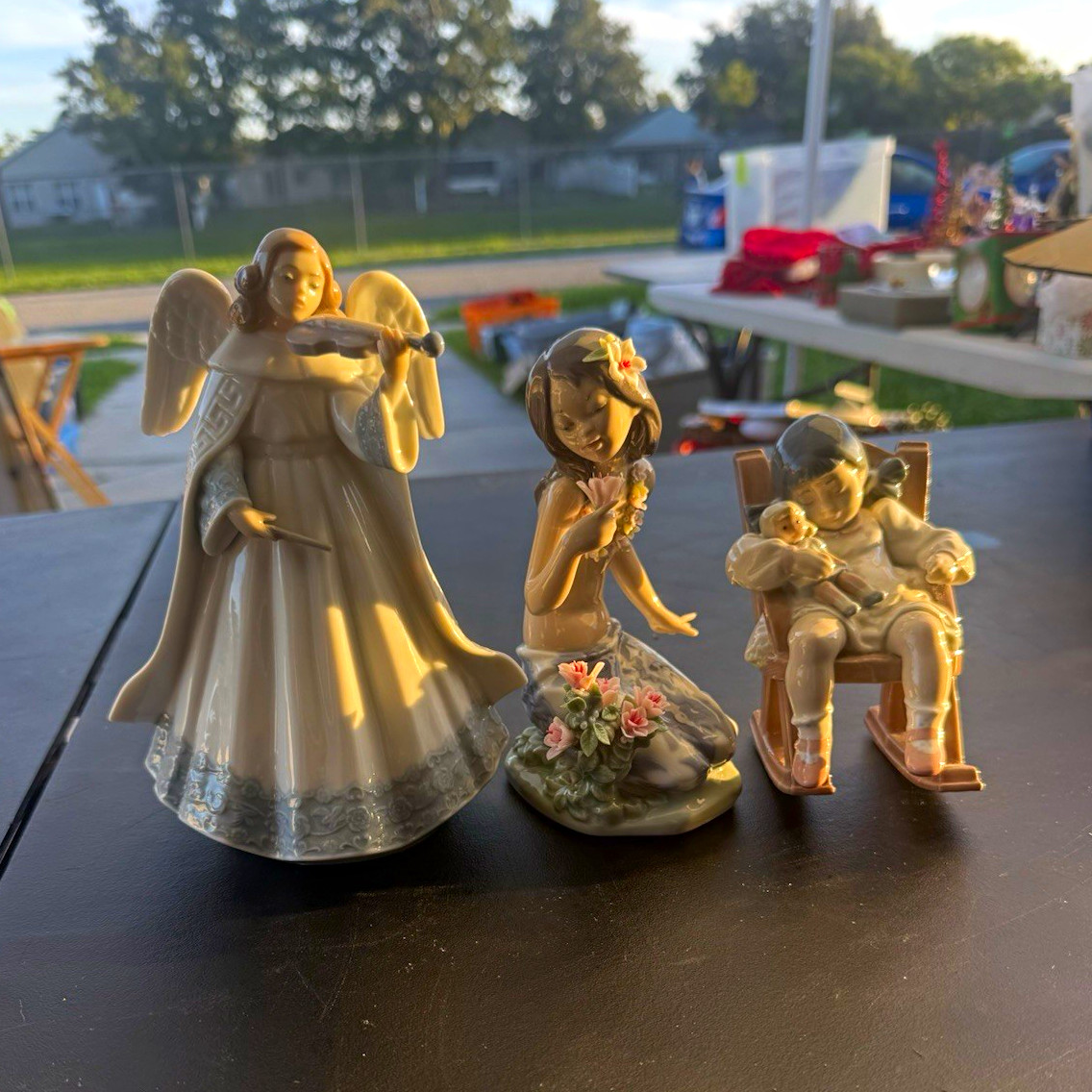 LLADRÓ Porcelain Figurine Lot of 4 Angel Violin, Girl w/ Flowers, Boy in Chair LLADRÓ Porcelain Figurine Lot of 4 Angel Violin, Girl w/ Flowers, Boy in Chair