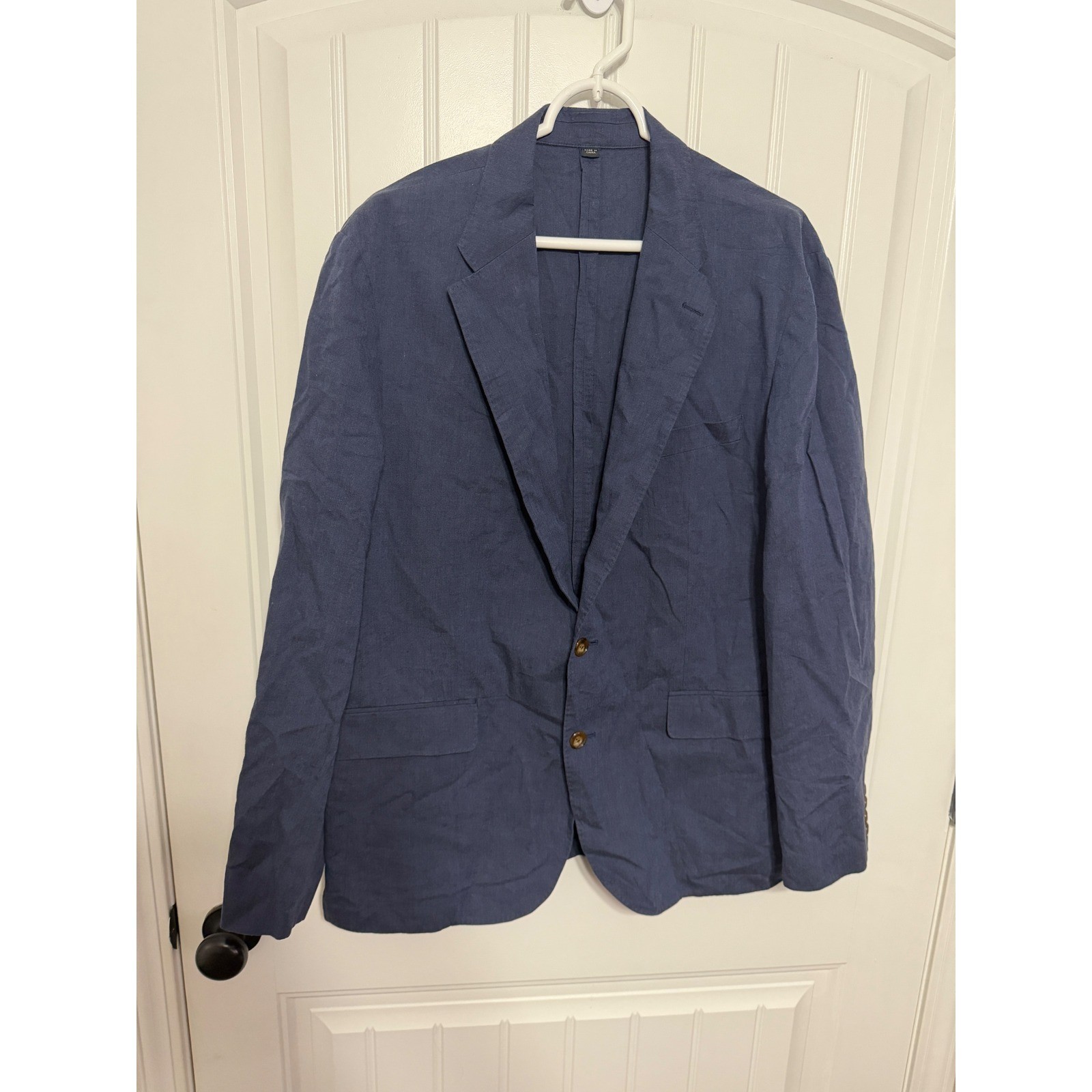 J.Crew Blazer Mens 42R Ludlow Classic Cotton Linen Blend Navy Blue EUC