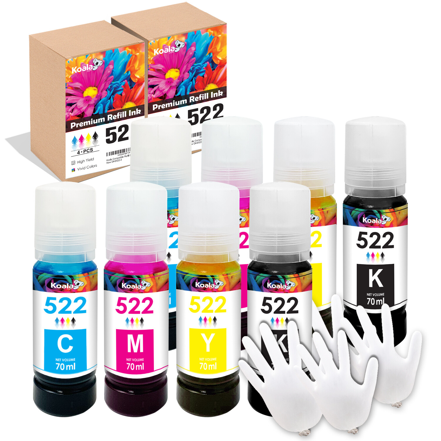 8 Bottles KOALA Ink Refill Kits 522 Ink 560ML for ET-4800 2800 2803 2720 4700 .. 8 Bottles KOALA Ink Refill Kits 522 Ink 560ML for ET-4800 2800 2803 2720 4700 ..