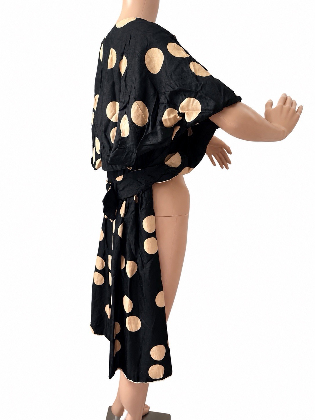 Vintage 50s 60s Black Silk Polka Dot Cape French Designer Unlabeled Couture