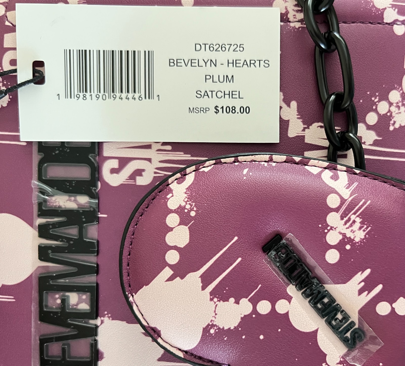 2026 Steve Madden BEVELYN Bats Hearts Satchel Crossbody Bag Purse Limited NWT