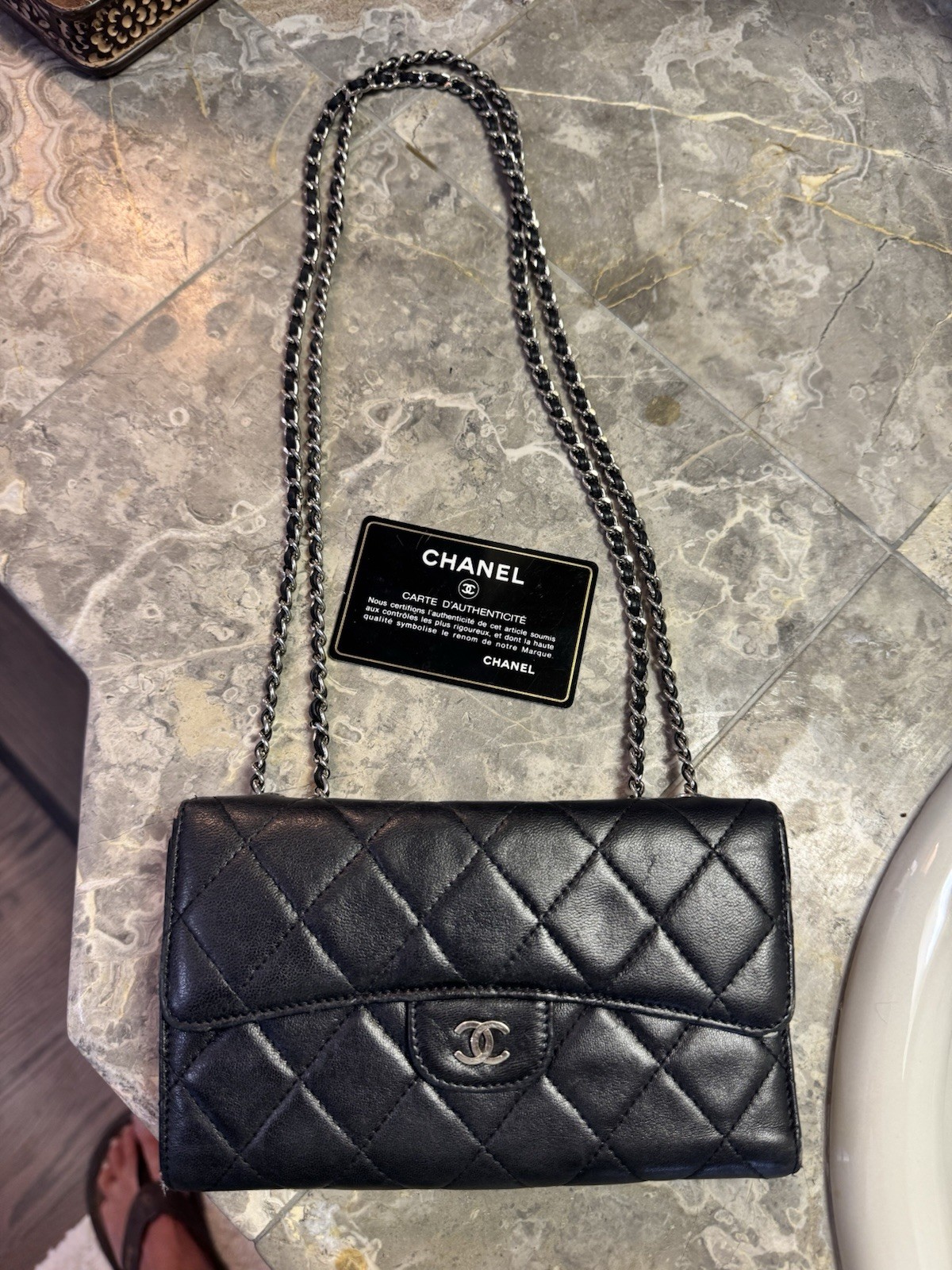 Chanel Classic WOC Wallet On Chain Lambskin Silver 13 Series Authenicity (READ)