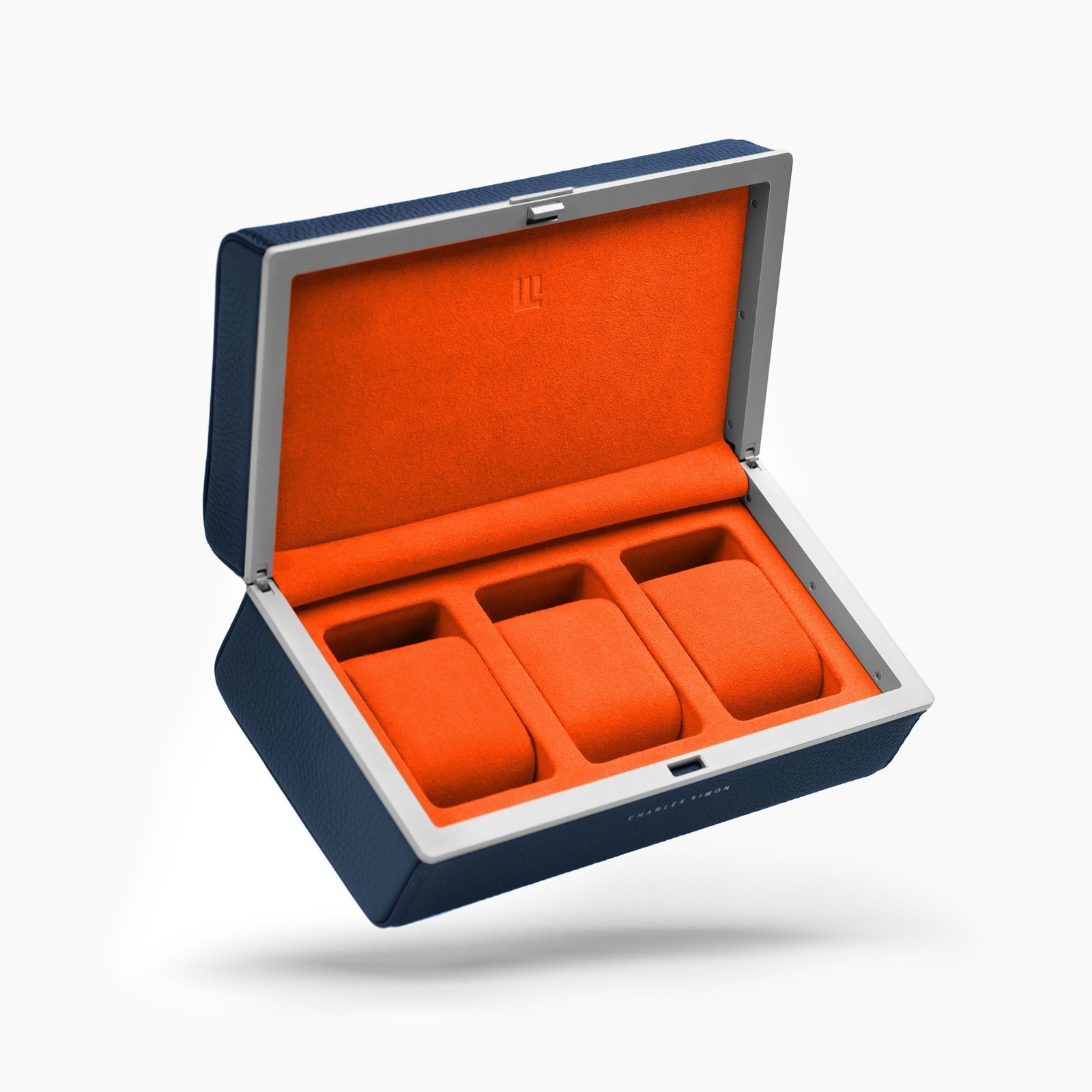 Canadian Made Premium Leather Alcantara 3 Watch Case - Marine - Charles Simon