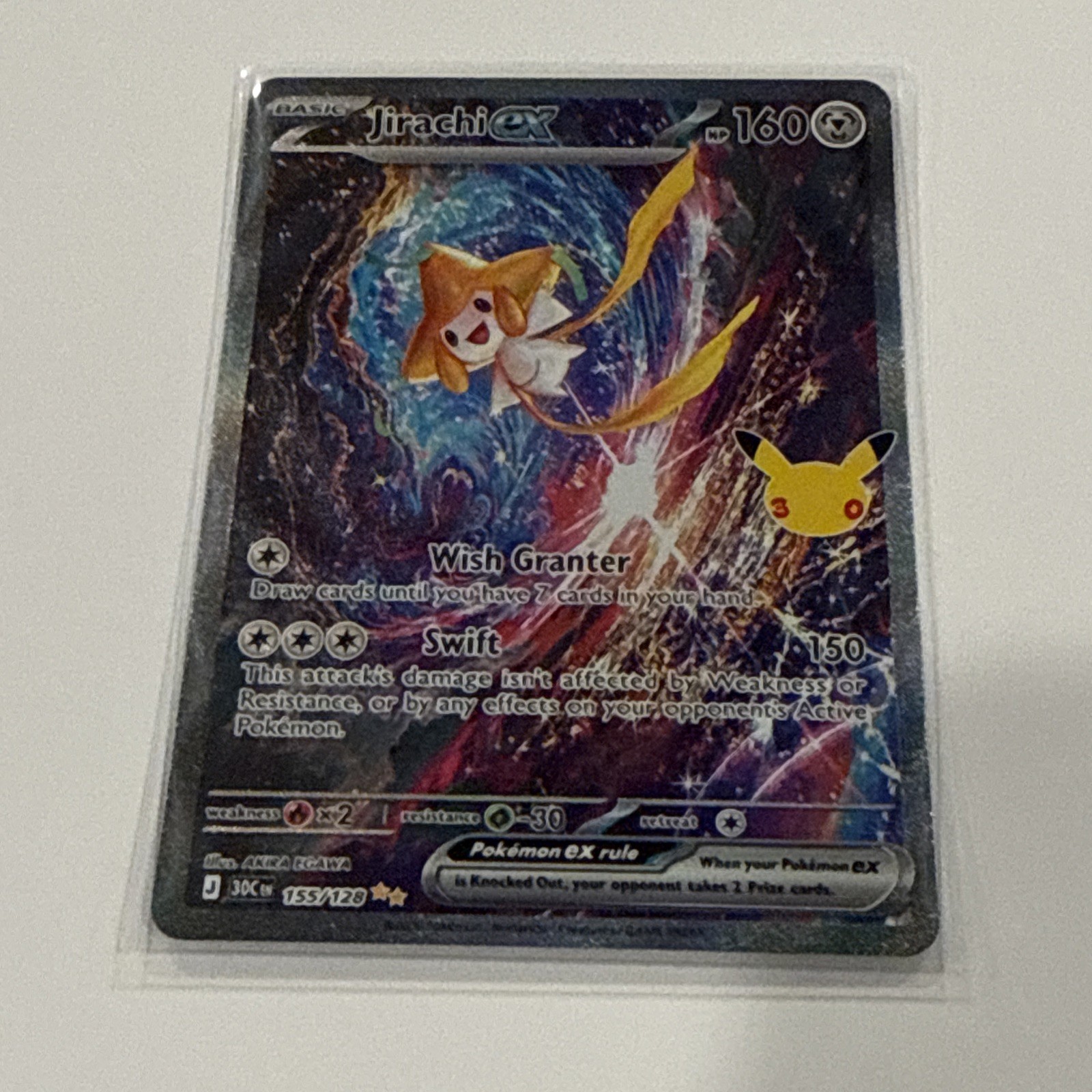 Pokemon Jirachi ex 155/128 30th Celebration Anniversary Special Illustration Pokemon Jirachi ex 155/128 30th Celebration Anniversary Special Illustration