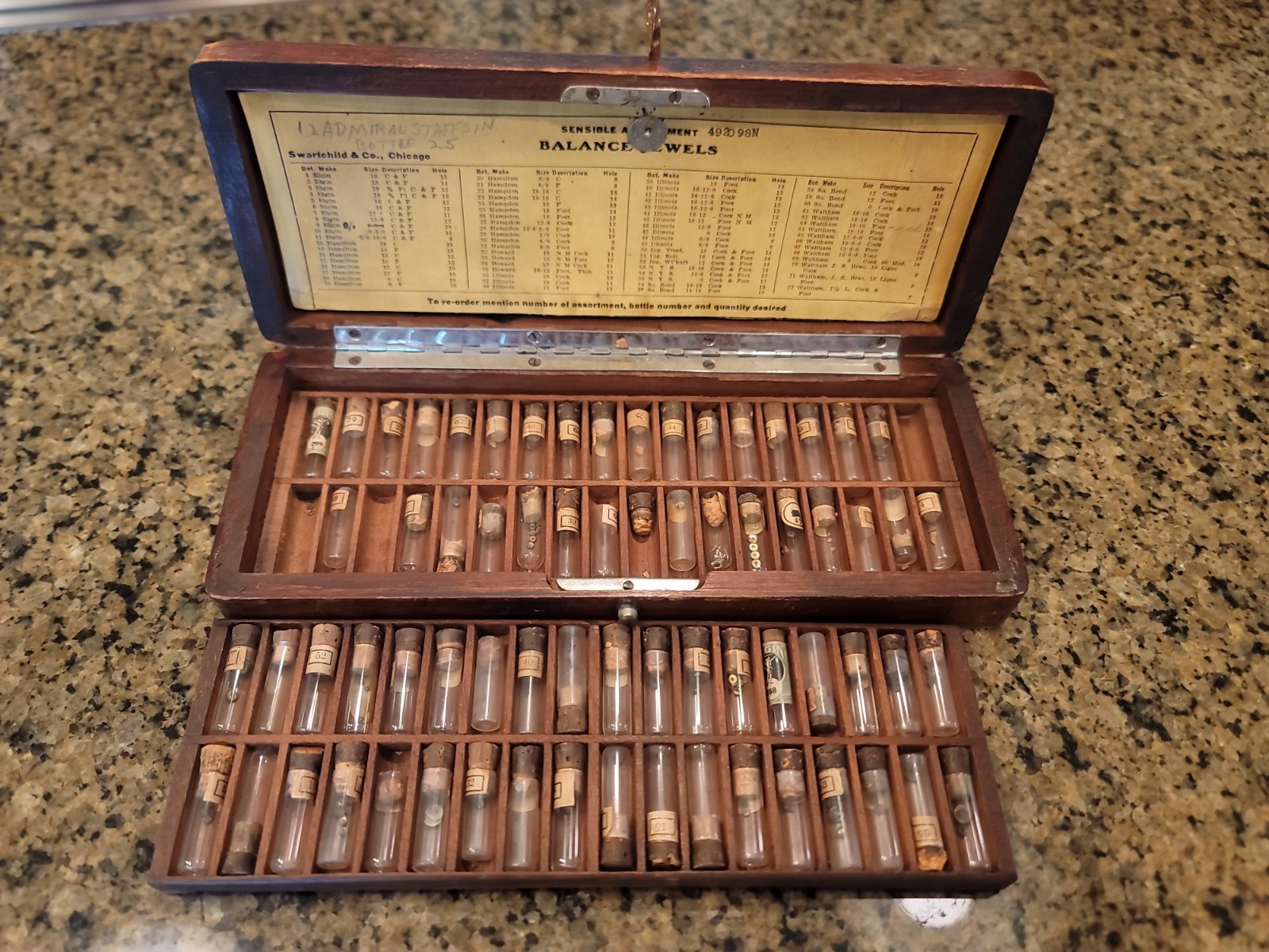 ANTIQUE SWARTCHILD & CO. WATCHMAKERS REPAIR WATCH SCREWS SET W 136 VIALS & BOX ANTIQUE SWARTCHILD & CO. WATCHMAKERS REPAIR WATCH SCREWS SET W 136 VIALS & BOX
