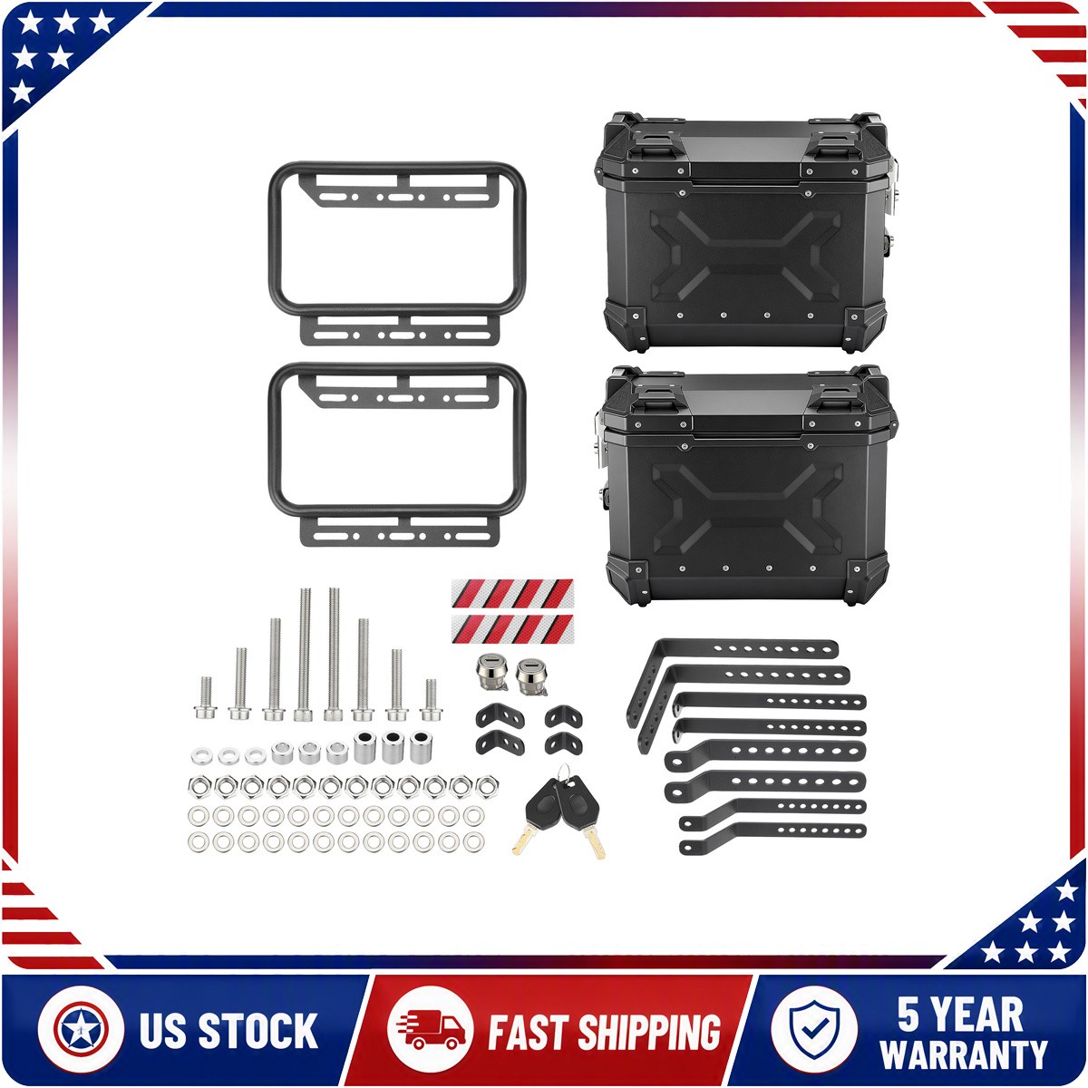 Pair 36L Hard Side Saddlebag Box Motorcycle Trunk Aluminum Rear Storage Set Pair 36L Hard Side Saddlebag Box Motorcycle Trunk Aluminum Rear Storage Set