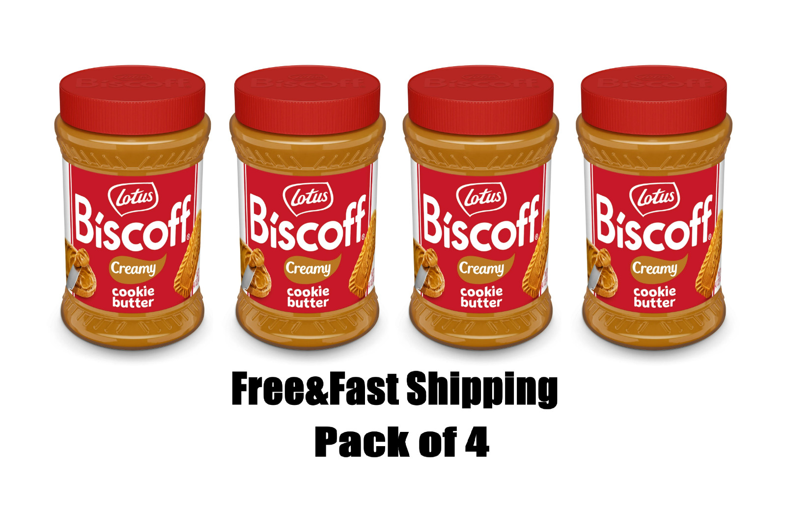 Lotus Biscoff Creamy Cookie Butter, 14.1 oz. (4 Packs)