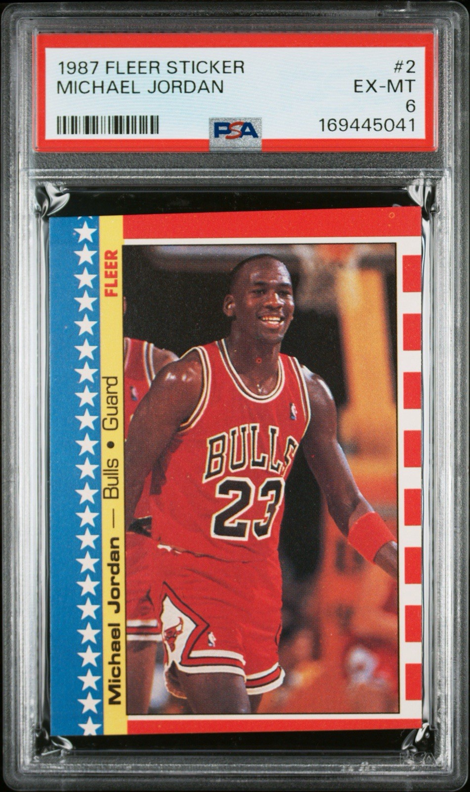 Fleer 1987-88 Stickers Michael Jordan #2 PSA 6 Chicago Bulls Card