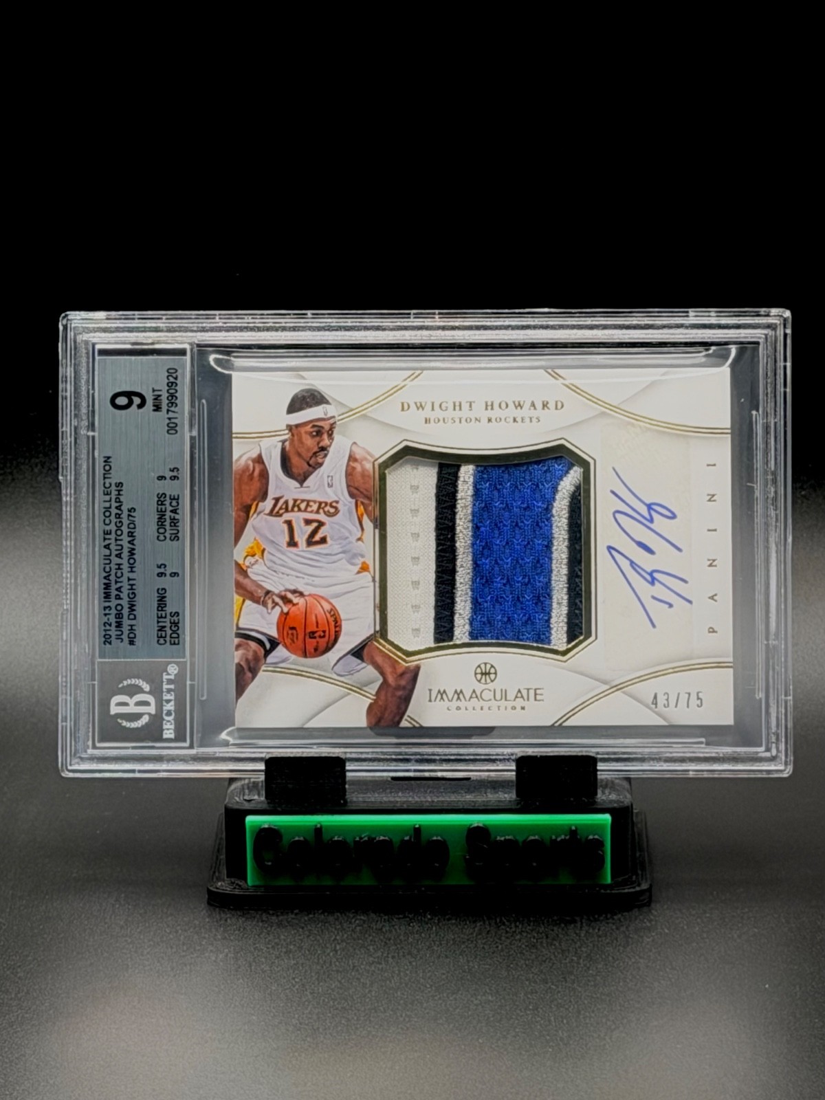 DWIGHT HOWARD 2012-13 Immaculate Coll. Game-Worn Patch Autograph 43/75 BGS 9