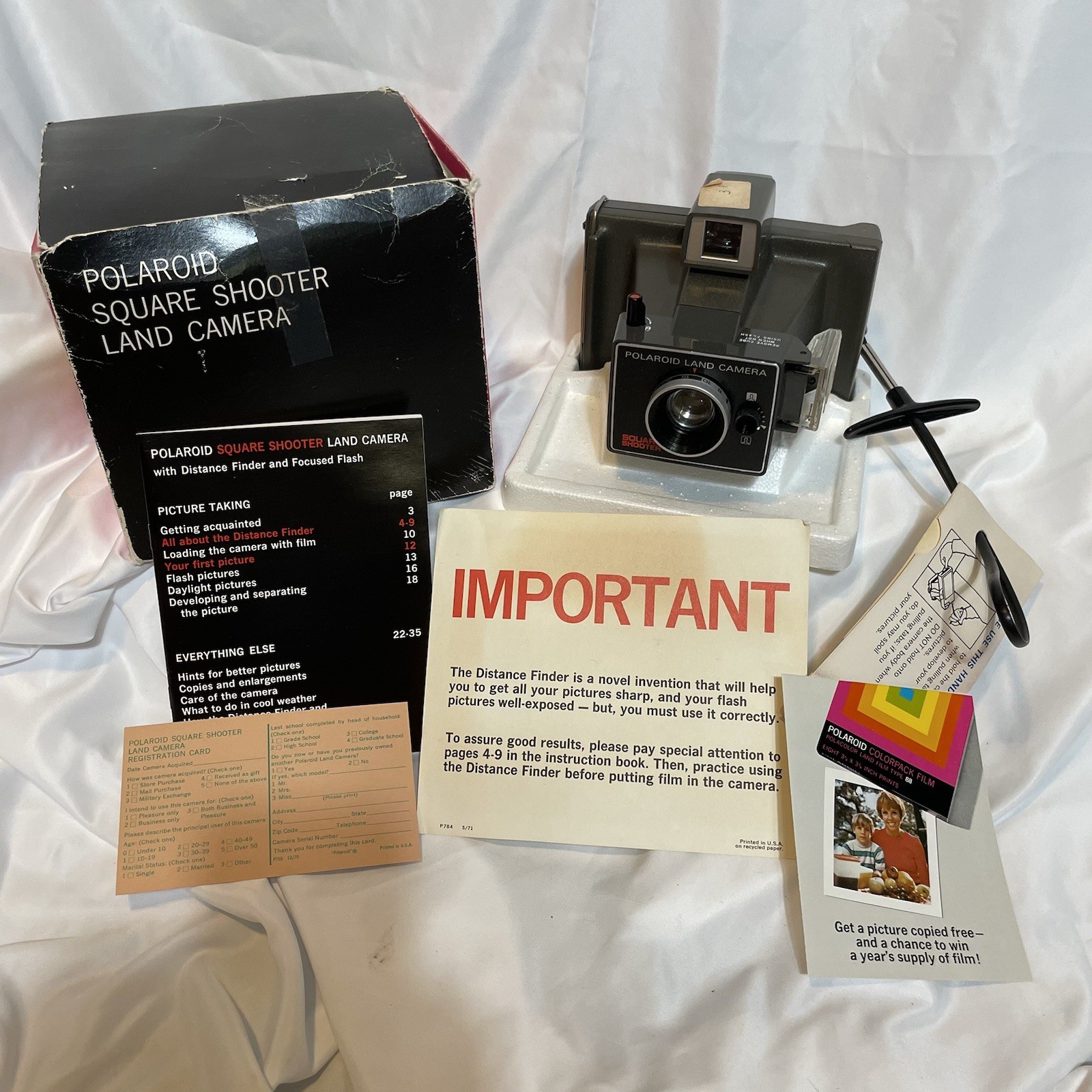 NEW & UNUSED Vintage Polaroid Square Shooter Land Camera In Original Box