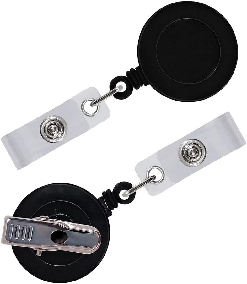 100 50 Black Retractable Badge Holder SWIVEL-BACK Alligator Clip ID Card Reel 