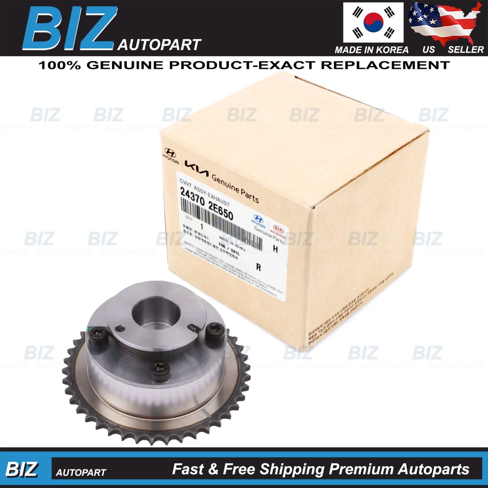 Genuine Exhaust CVVT Gear Sprocket for 16-21 HYUNDAI 15-20 KIA 2.0L 24370-2E650