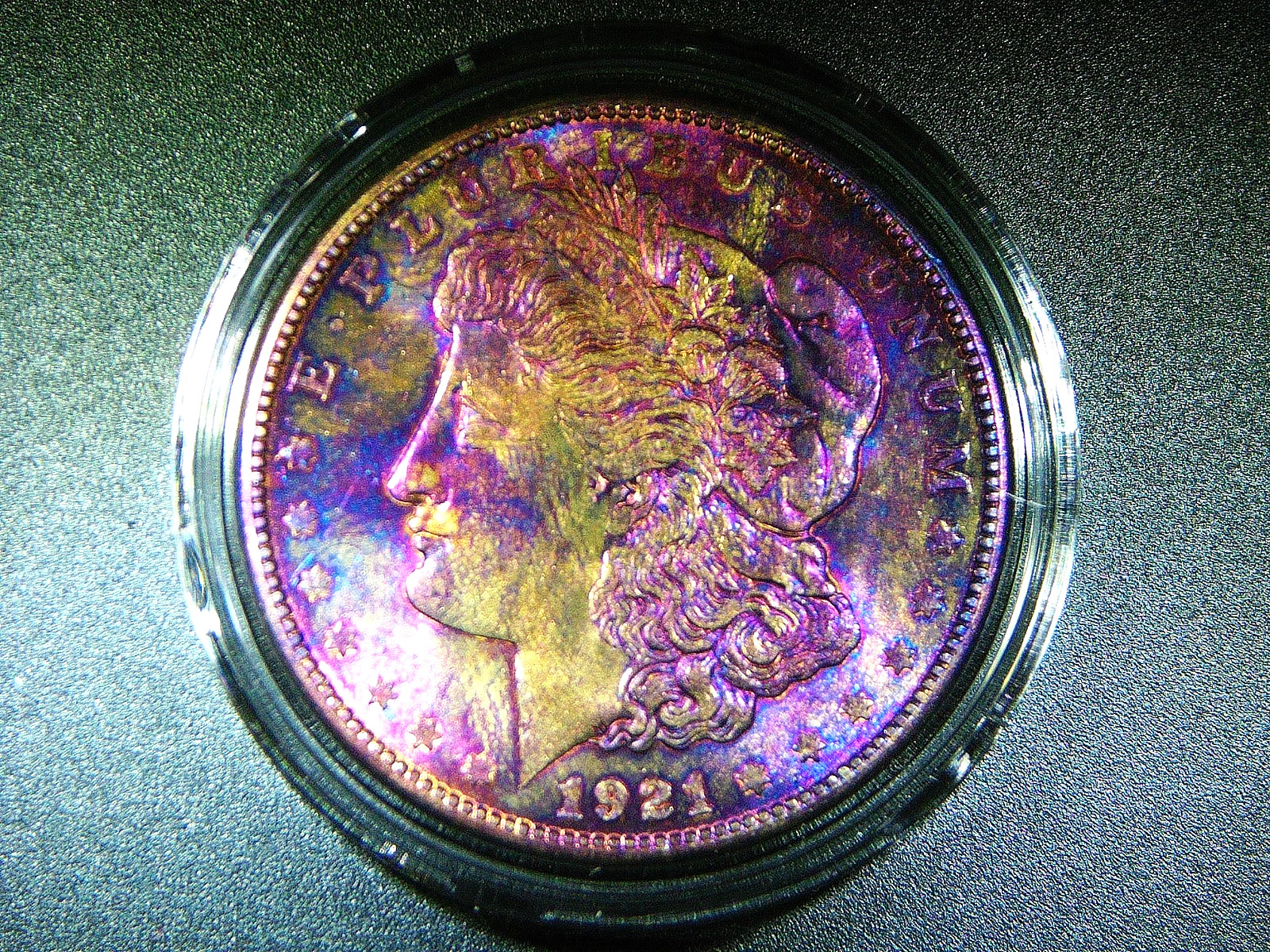 AU+ MICRO S 1921-S MORGAN SILVER DOLLAR BEAUTIFUL TONING COLLECTOR GRADE 2275