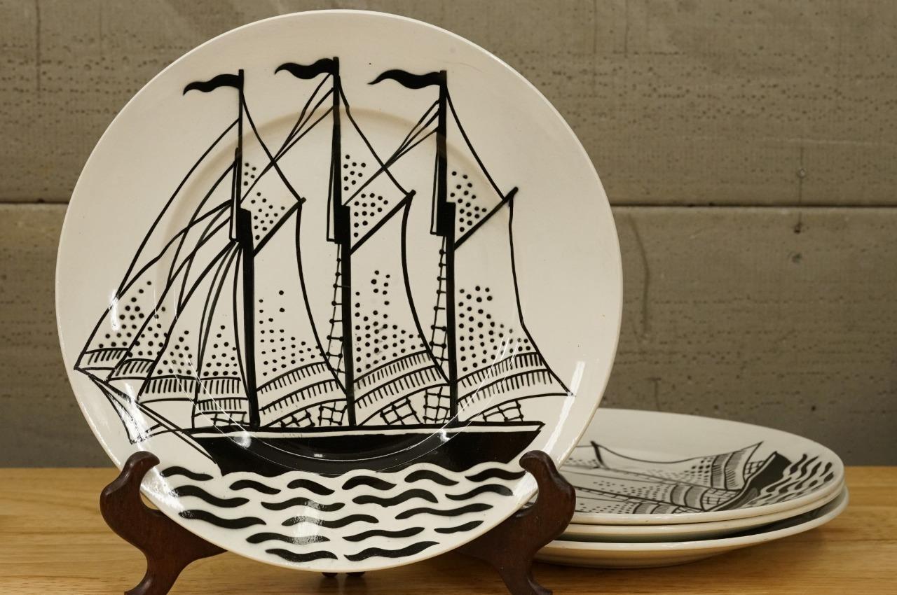 Vintage MCM Parry & Vieille Limoges France China Sailing Ship Dinner Plates