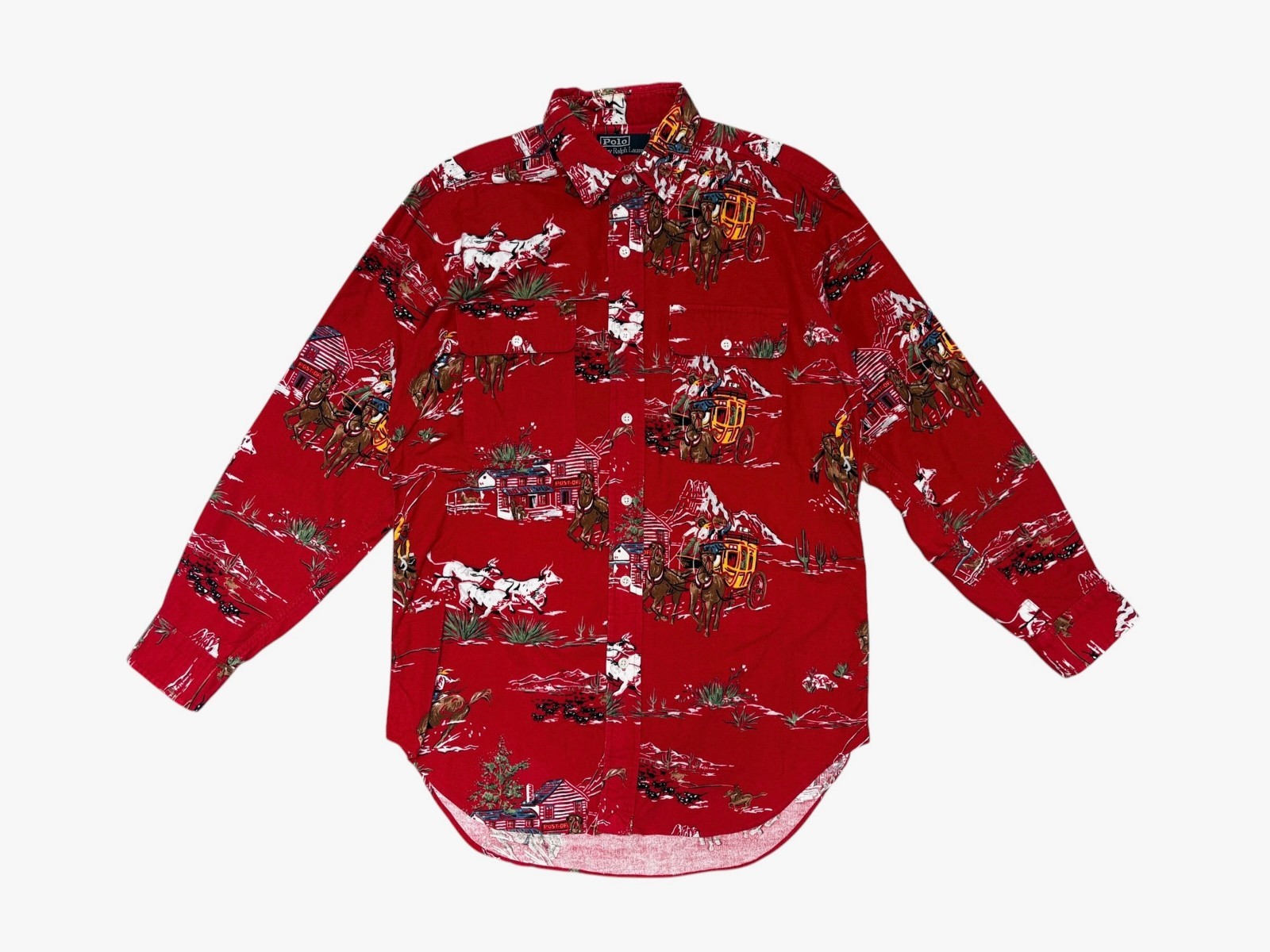 Vintage Polo by Ralph Lauren 90s Western Scene Flannel Shirt, Size Large