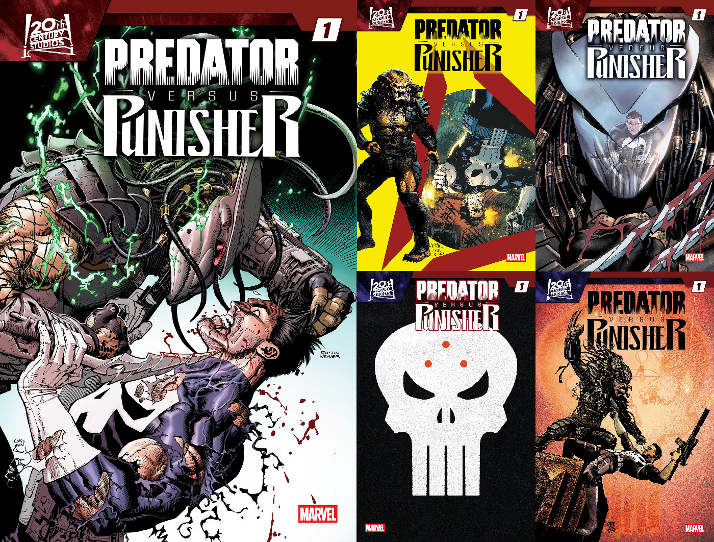 Predator vs. Punisher #1 (Marvel, 2026) 5 Cover LOT * PRESALE * 11/11 Set FOIL