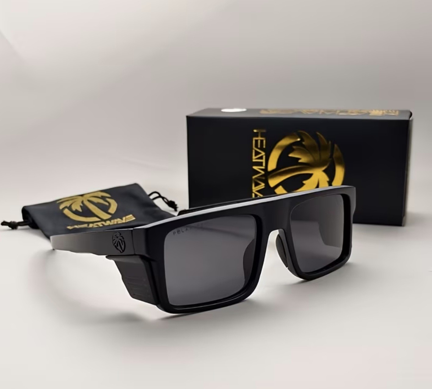 Z87+ Polarized Sunglasses Black Frame Black Tinted Lens 145mm Lightweight 