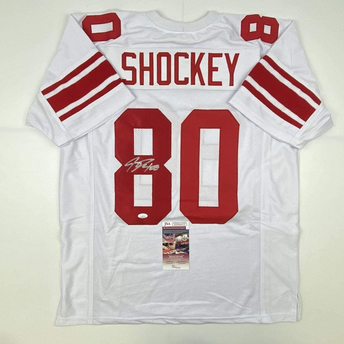 Autographed/Signed JEREMY SHOCKEY New York White Jersey JSA COA Auto Autographed/Signed JEREMY SHOCKEY New York White Jersey JSA COA Auto