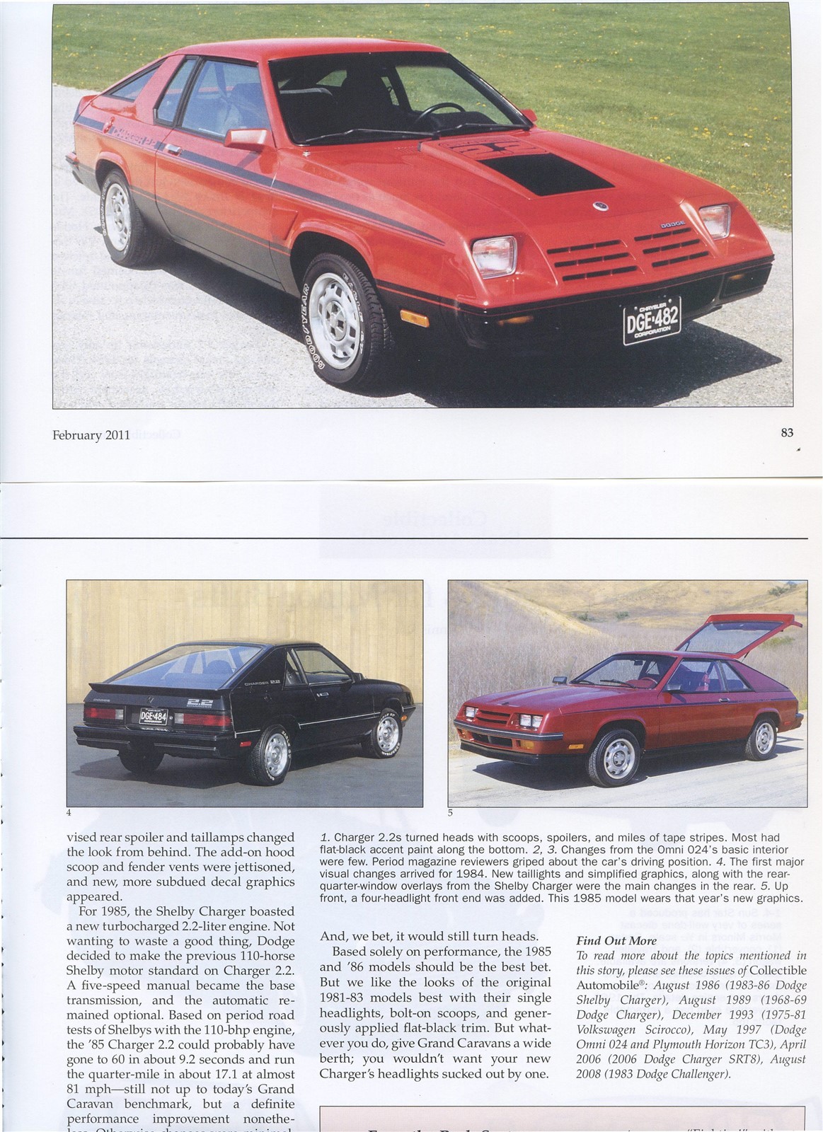 1981-1986 DODGE CHARGER 2.2 3 pg COLOR Article 1981-1986 DODGE CHARGER 2.2 3 pg COLOR Article