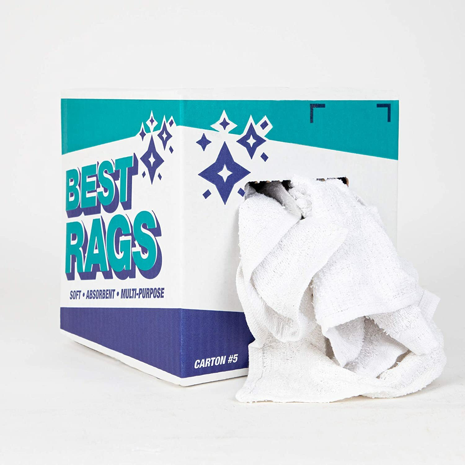 Terry Towel Cleaning Rags, Package Options, White, Multipurpose 14x14 to 20x20