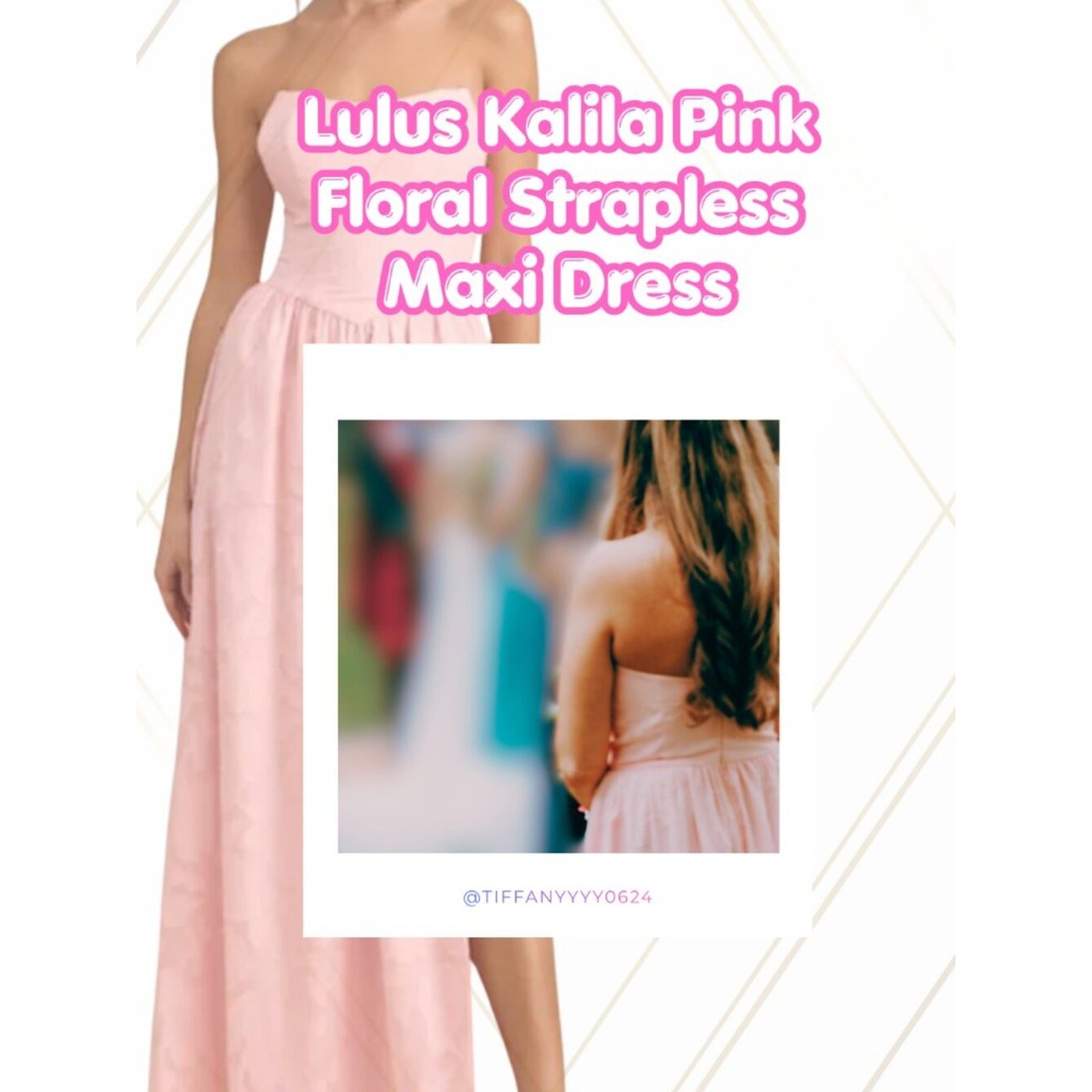 💃🏽 Lulus Kalila Light Pink Floral Burnout Strapless Maxi Dress・Size M