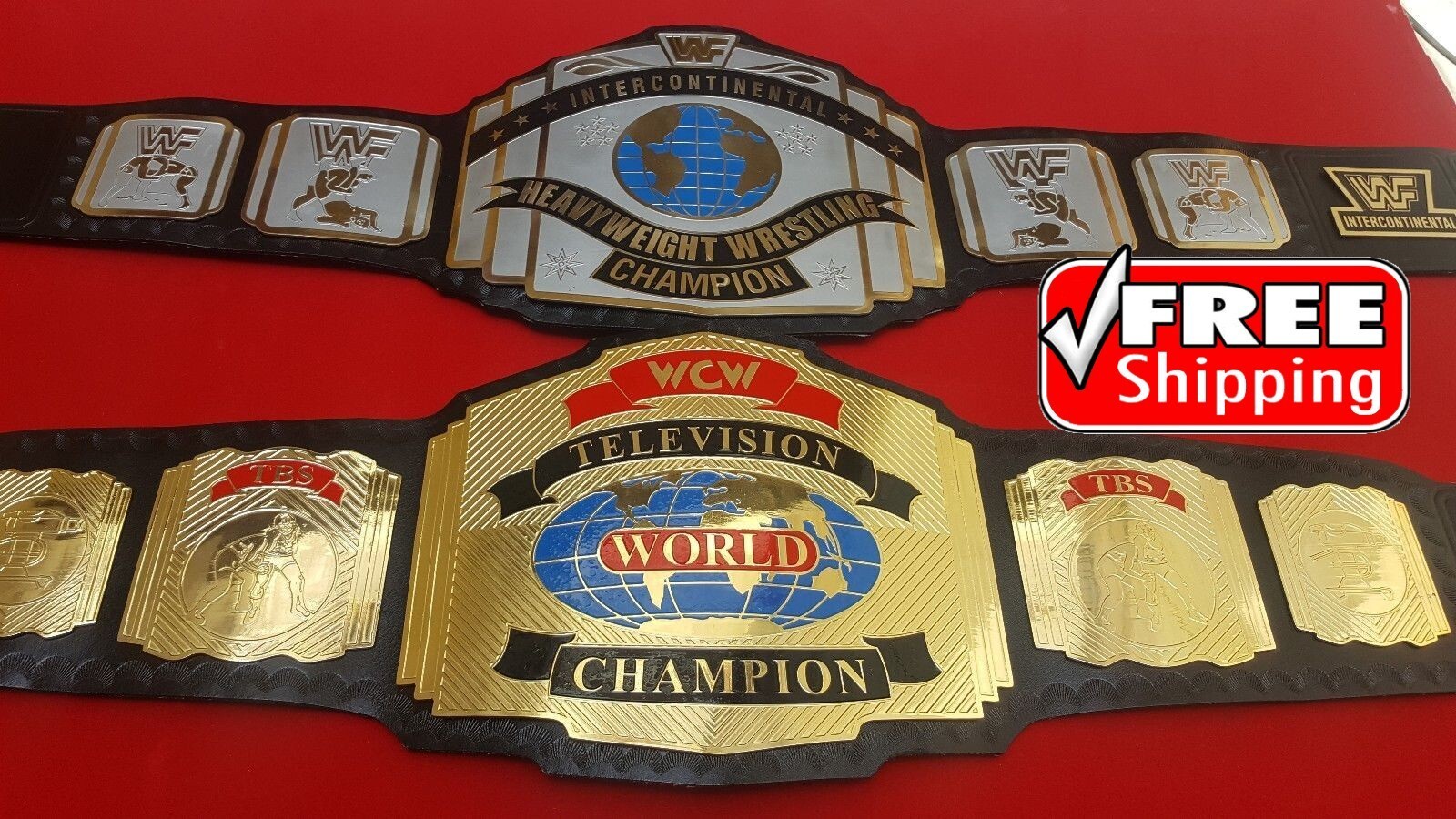 Intercontinental & Television Championship Belt Gold Plated Real Leather
