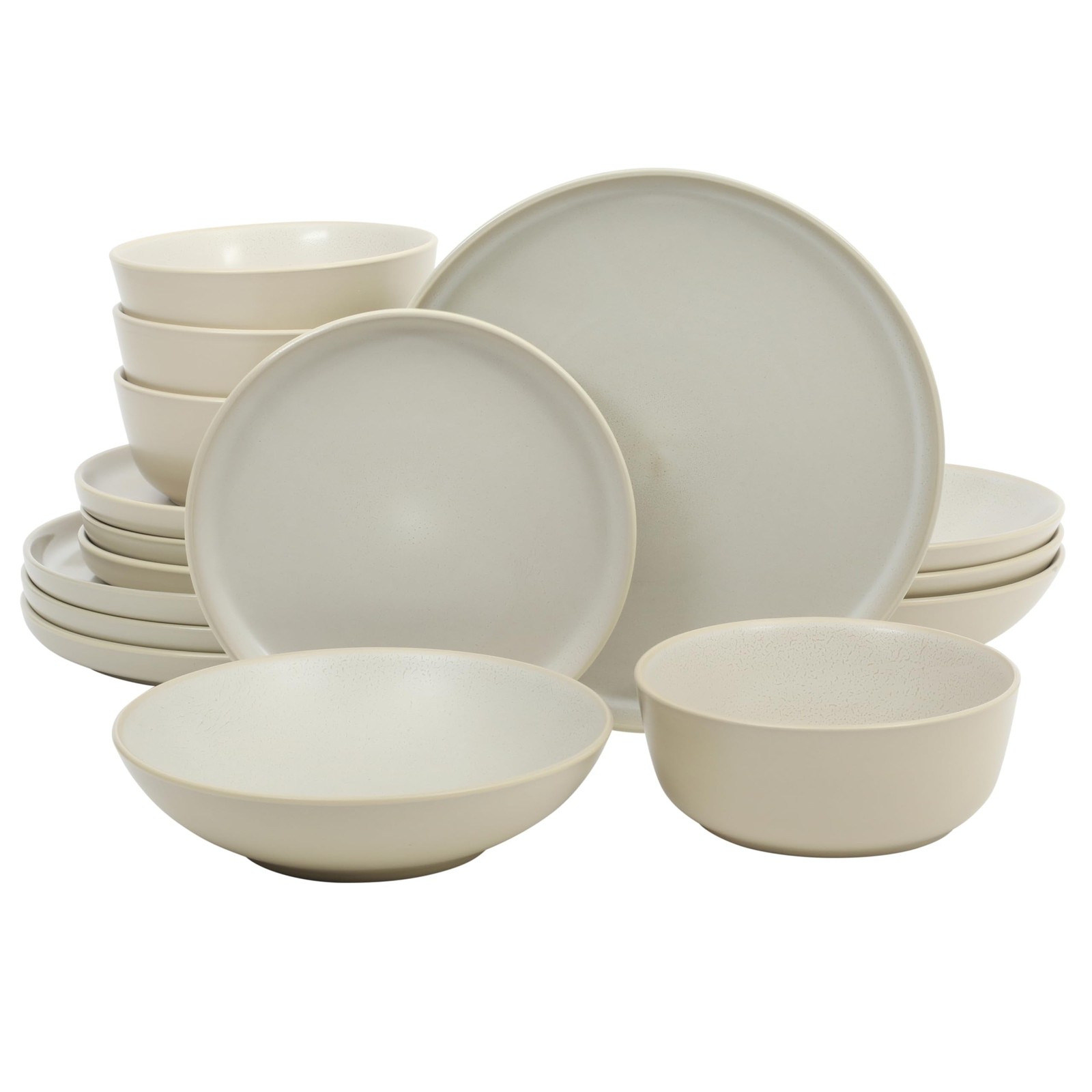Gibson Elite Tribeca Loft 16-Piece Dinnerware Set – Matte Cream and White
