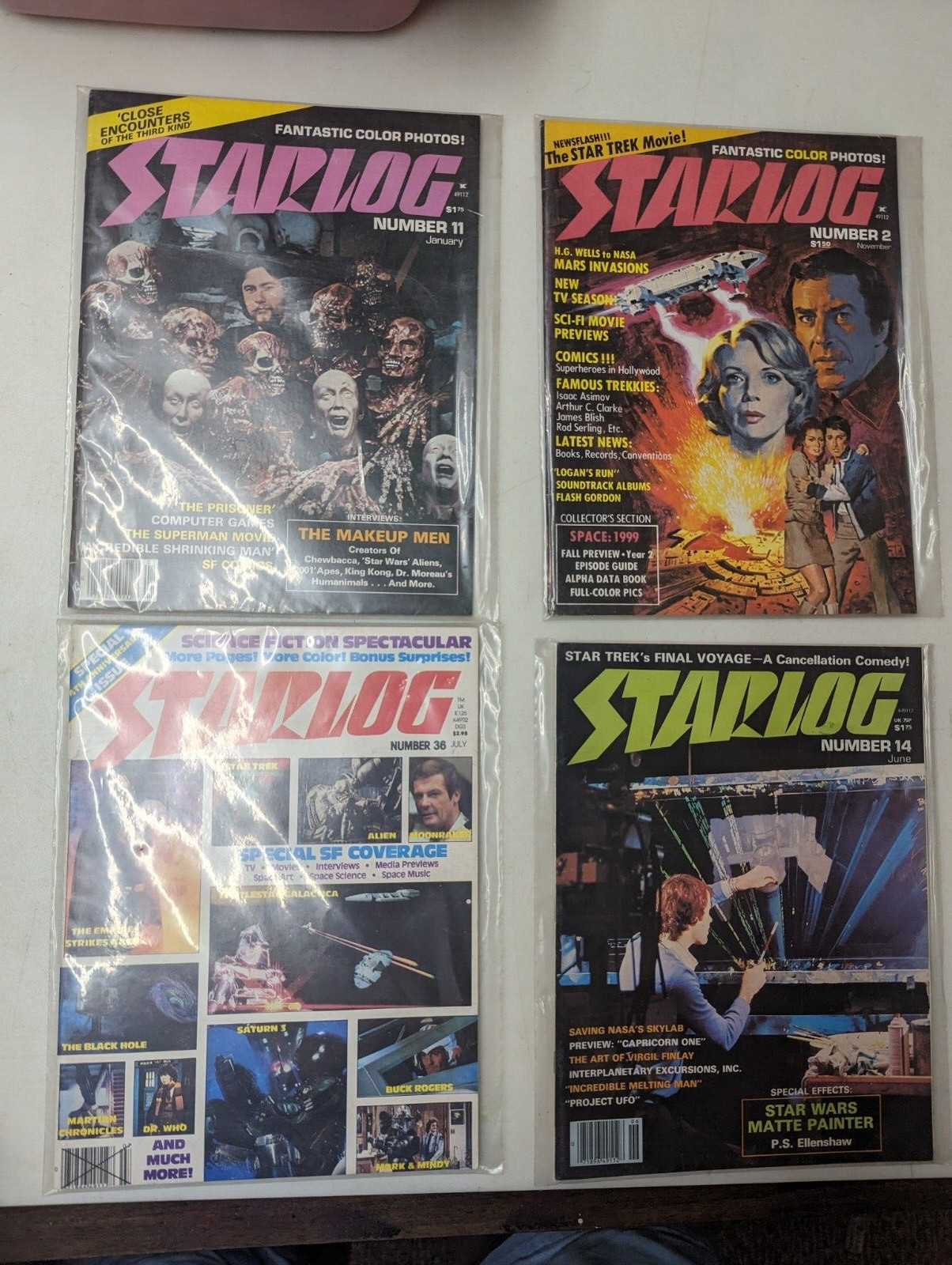 Vintage Starlog Magazine Lot (4) Books GOOD COND Flat Star Wars Trek Encounters Vintage Starlog Magazine Lot (4) Books GOOD COND Flat Star Wars Trek Encounters