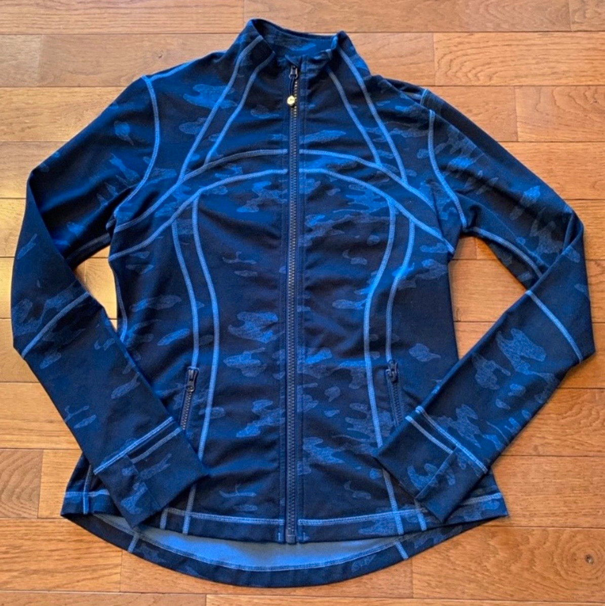 Lululemon Define Jacket:  Blue “oil slick camouflage” size 8