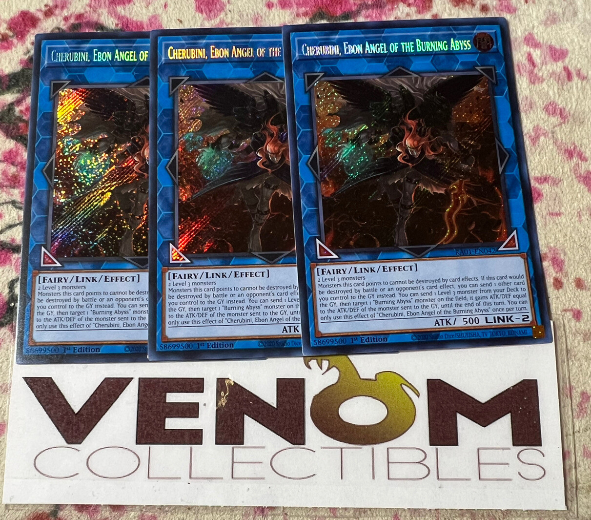 3x (M/NM) Cherubini, Ebon Angel of the Burning Abyss RA01-EN042 Secret 1st Ed.  