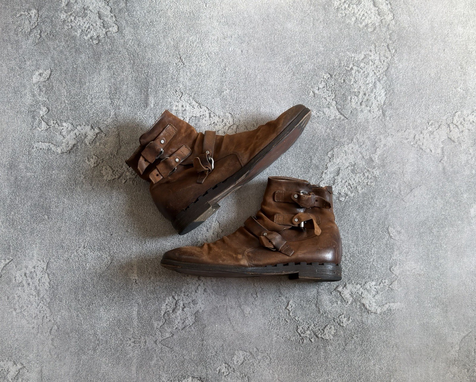 Airstep AS98 A.S.98 45/size Brown Leather Avantgarde Biker Shoes Boots Retro 90s