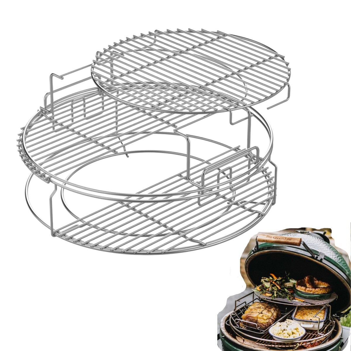 5-Piece EGGspander Kit USA BBQ Grill Cooking for Large Big Green Egg Kitchen New