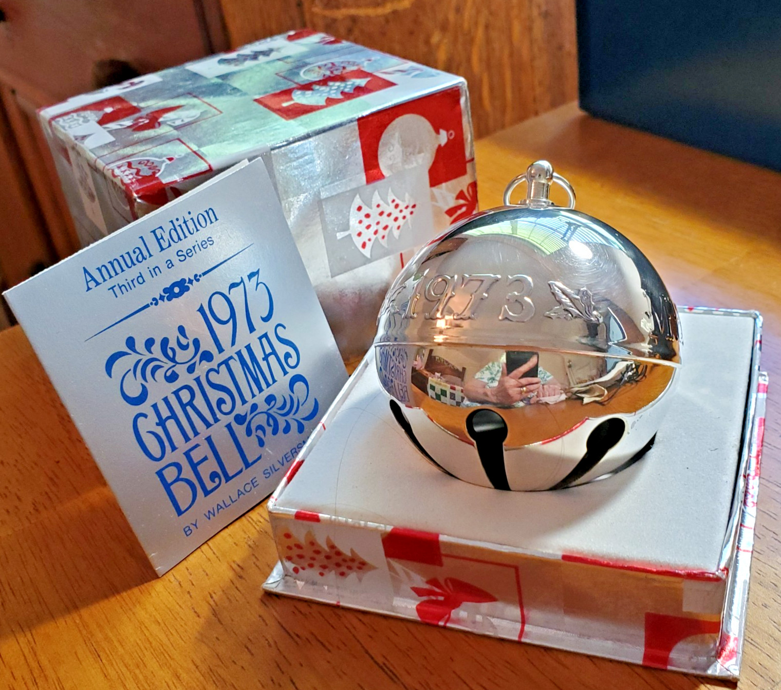 Wallace 3rd Annual Christmas Sleigh Bell 1973 Original Box and Card Silverplate Wallace 3rd Annual Christmas Sleigh Bell 1973 Original Box and Card Silverplate