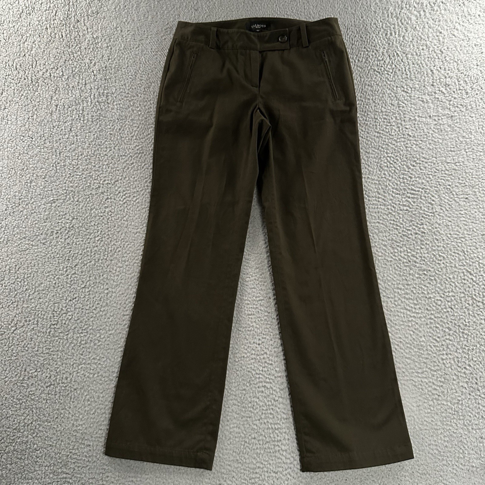 Talbots Womens Pants Green Size 4P Signature Straight Career Office Cotton Blend