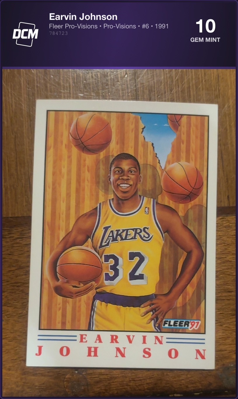 1991 Fleer Pro-Visions Earvin Johnson #6 Los Angeles Lakers DCM 10