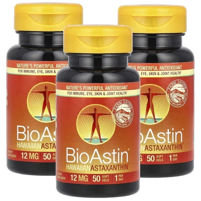 Nutrex Hawaii BioAstin (12mg) 50 Caps Each (Pack of 3)