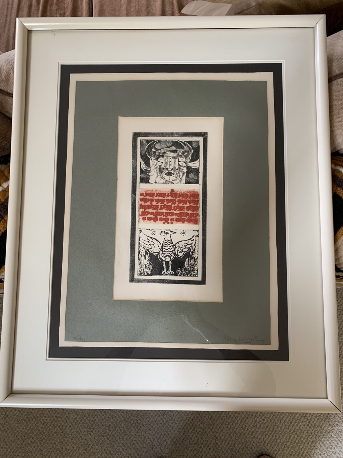 LISTED ARTIST ARUN BOSE SIGNED LTD ED ETCHING BULLHEAD FRAMED (1934-2007)