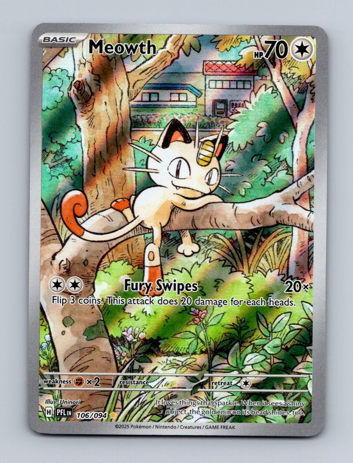 Meowth 106/094 Illustration Rare Phantasmal Flames Pokemon Holo Near Mint Meowth 106/094 Illustration Rare Phantasmal Flames Pokemon Holo Near Mint