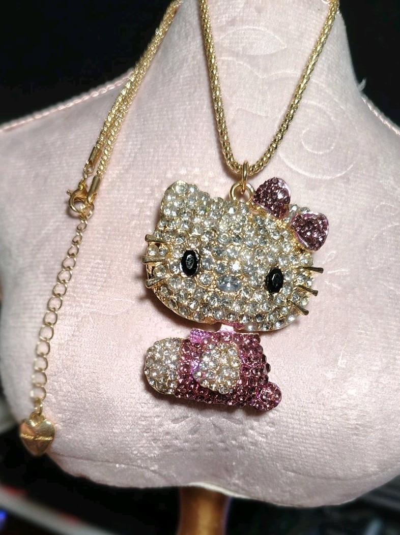 Betsey Johnson Multi-colored  Hello Kitty Cat Rhinestone Necklace