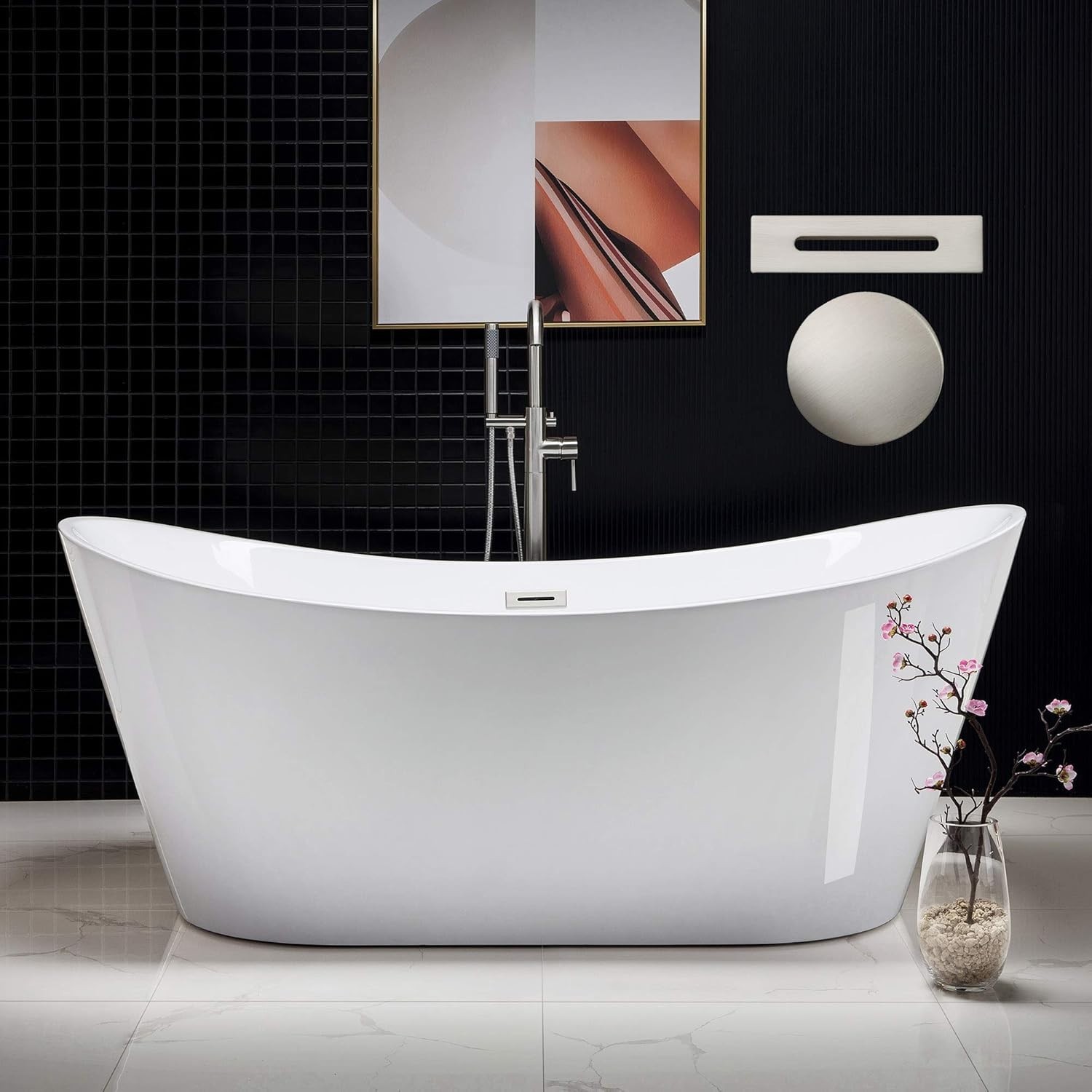 Durable 59 inch Extra Deep Soaking Tub Enduraclean Glossy White Walk in Bathtub Durable 59 inch Extra Deep Soaking Tub Enduraclean Glossy White Walk in Bathtub