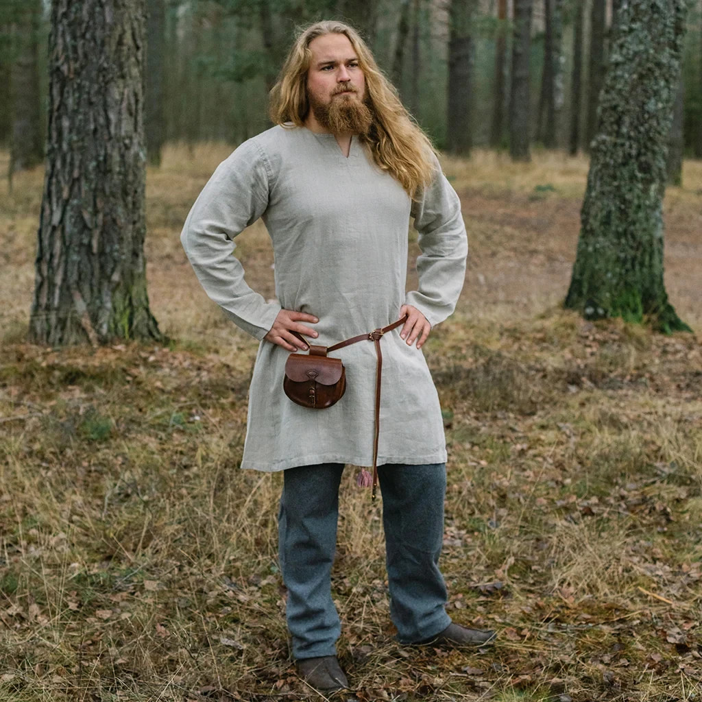 *NWT* Men's GRIMFROST Linen Viking Tunic Shirt... Natural / Large