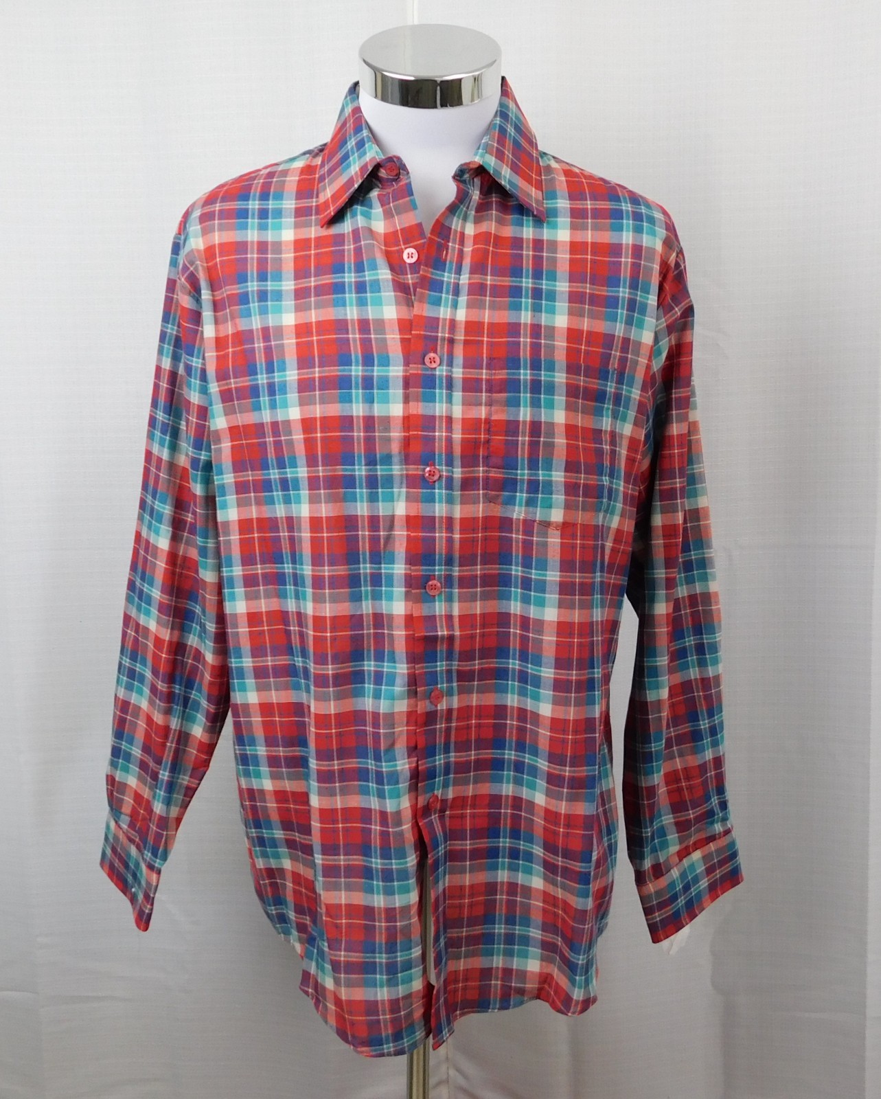 Vtg Wedgefield Men\'s Long Sleeve Button Up Shirt Red Plaid Large 80s 90s NOS Vtg Wedgefield Men\'s Long Sleeve Button Up Shirt Red Plaid Large 80s 90s NOS