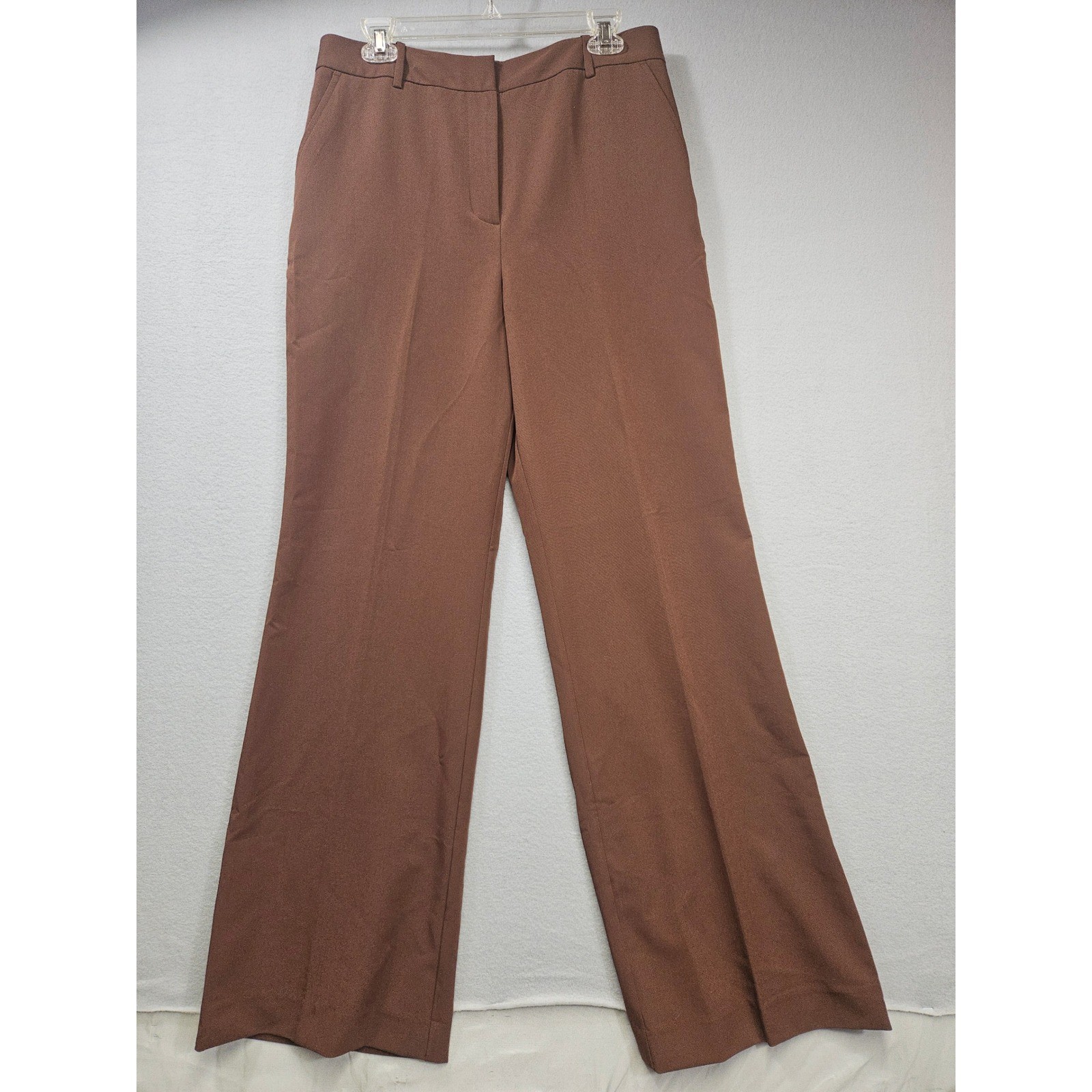 Worthington Brown Wide Leg Trouser Pants Womens 10 Wrinkle Free Office Workwear