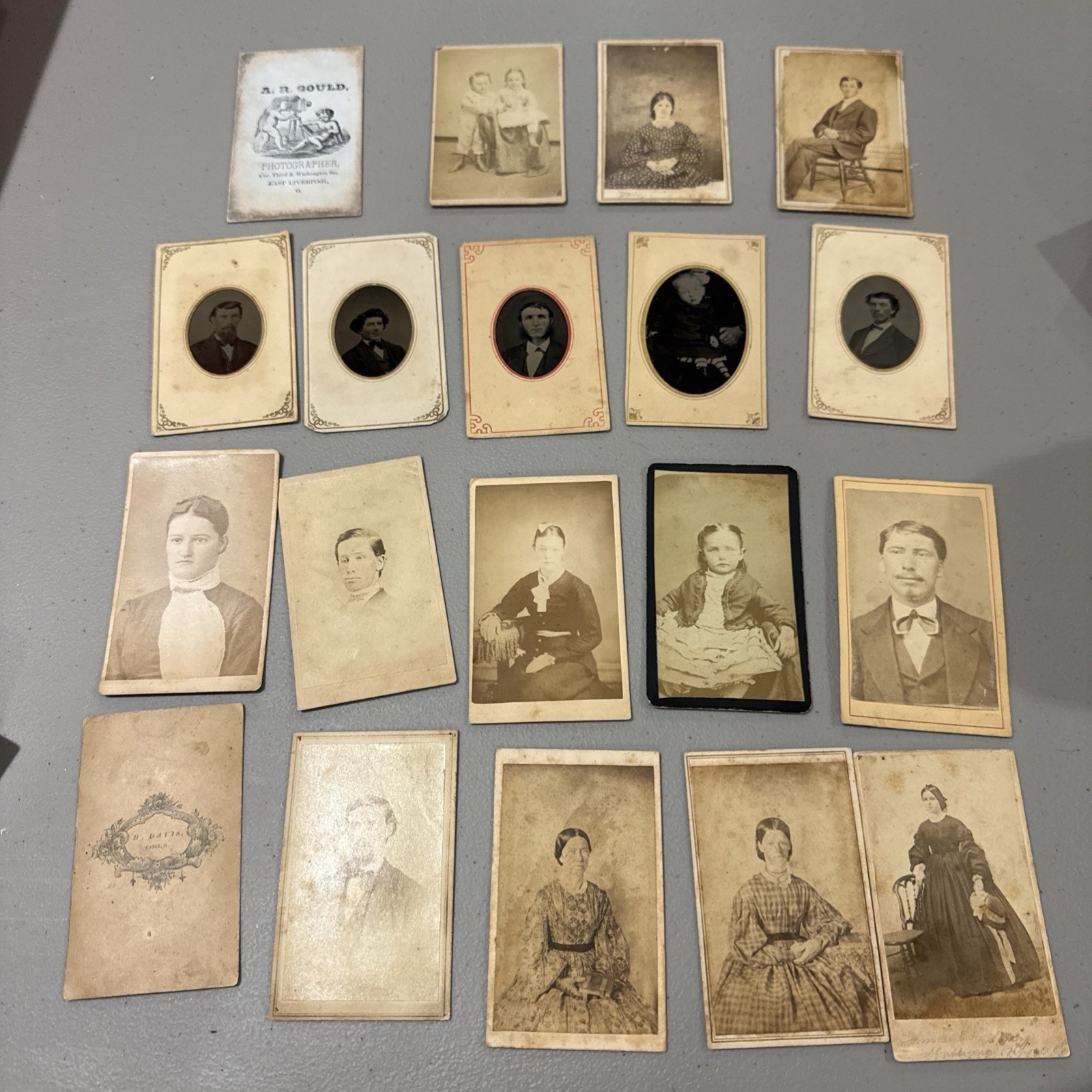 Antique 1800s Photo Lot 5 Tintypes CDV Victorian Civil War Era 19 Photos