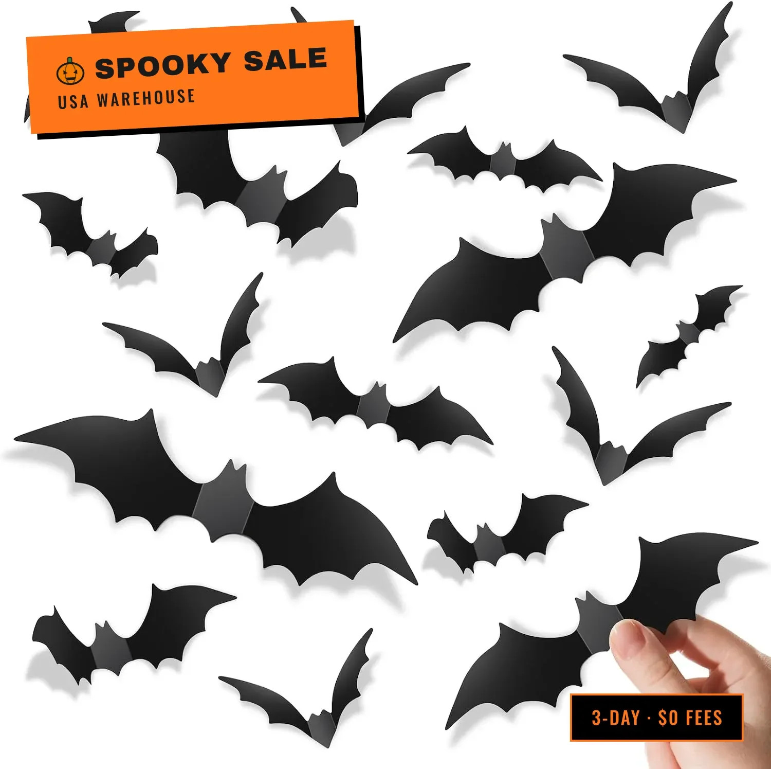 Piteno® 140Pcs Bats Halloween Decorations Party Supplies, Realistic PVC 3D Black
