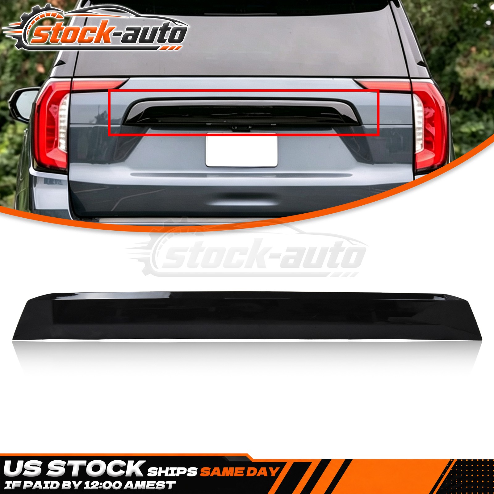 For 2021-2024 GMC Yukon Rear Closure Center Panel Applique Gloss Black 84735889