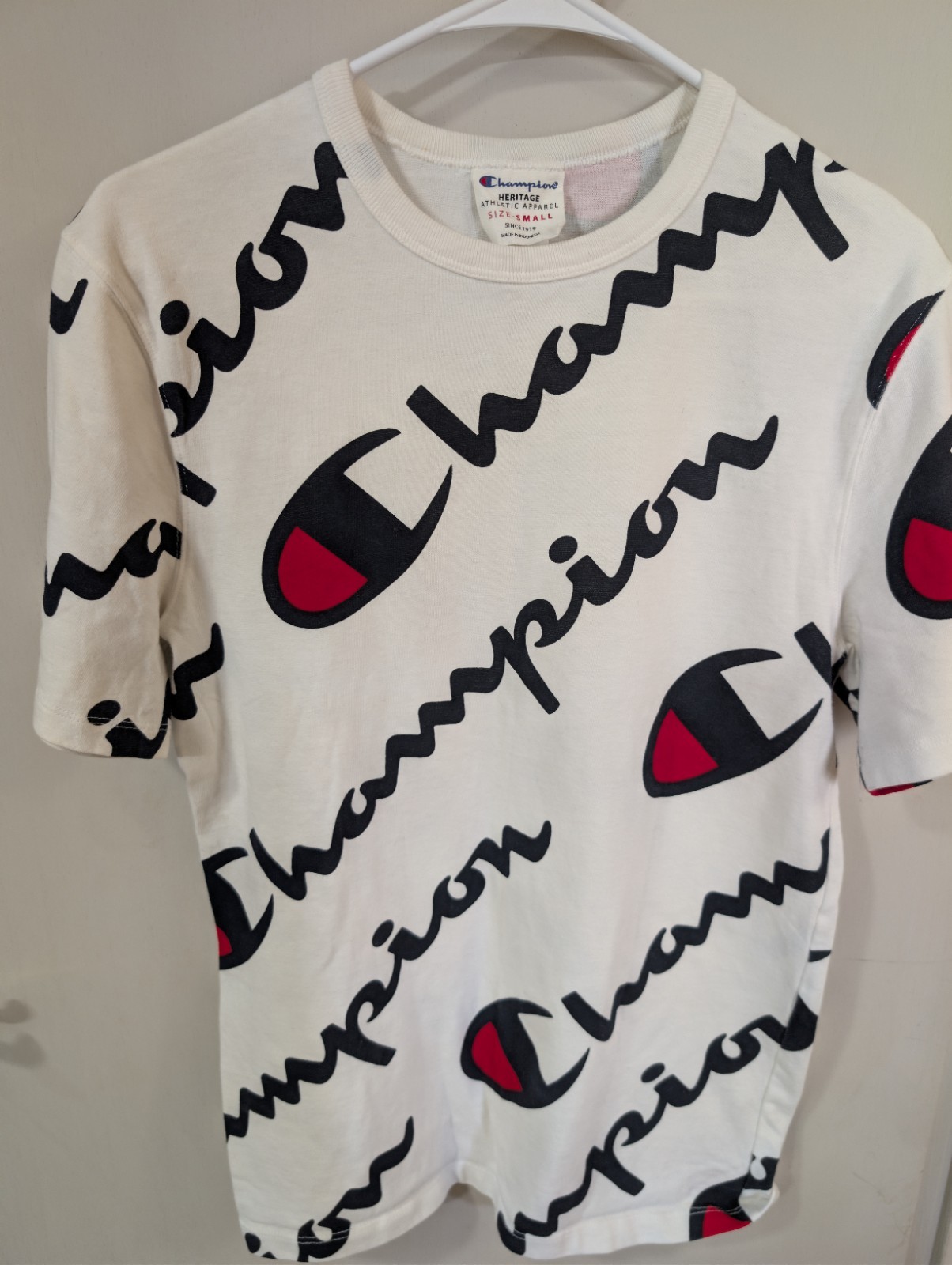 Vintage 90s Champion Shirt Heritage USA Script Spellout Logo Sports Size S