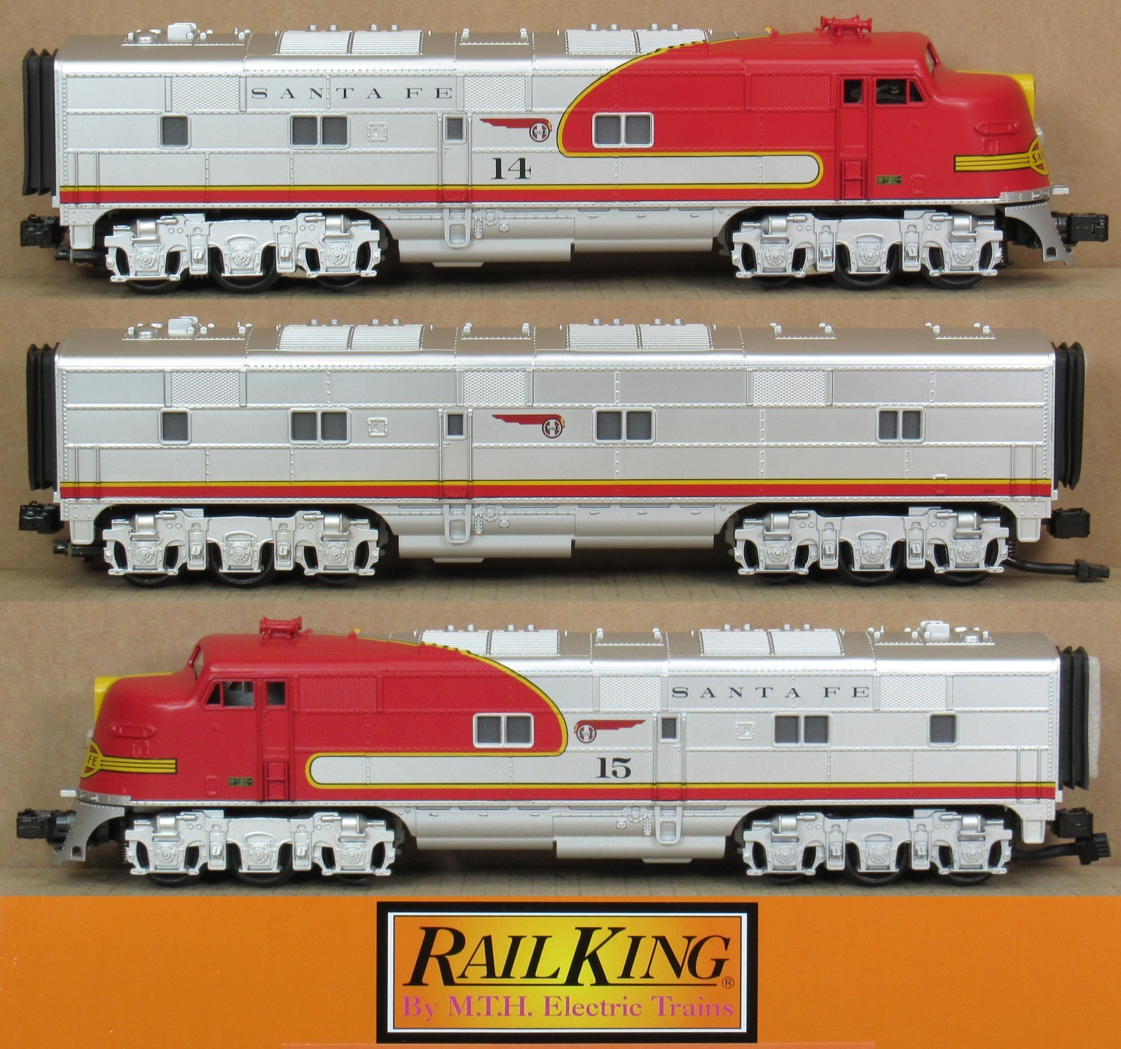 MTH Railking 30-2714-1/3 Santa Fe E-6 A-B-A Diesel Engine Set w/PS2 O-Gauge NOS