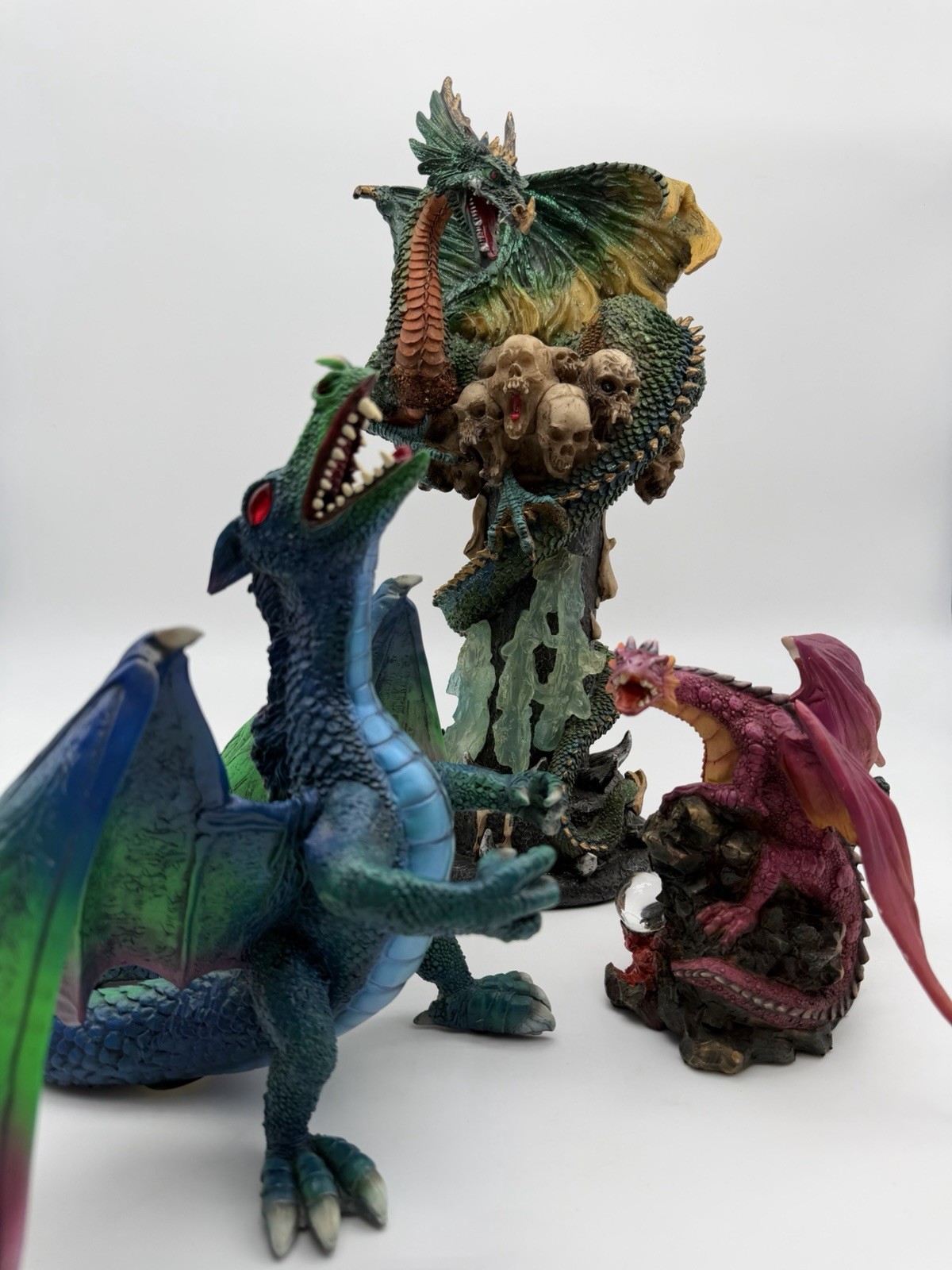 Vintage 1999-2000 Adams Apple Dragon Figurines Lot of 3 Fantasy Decor(#B37)