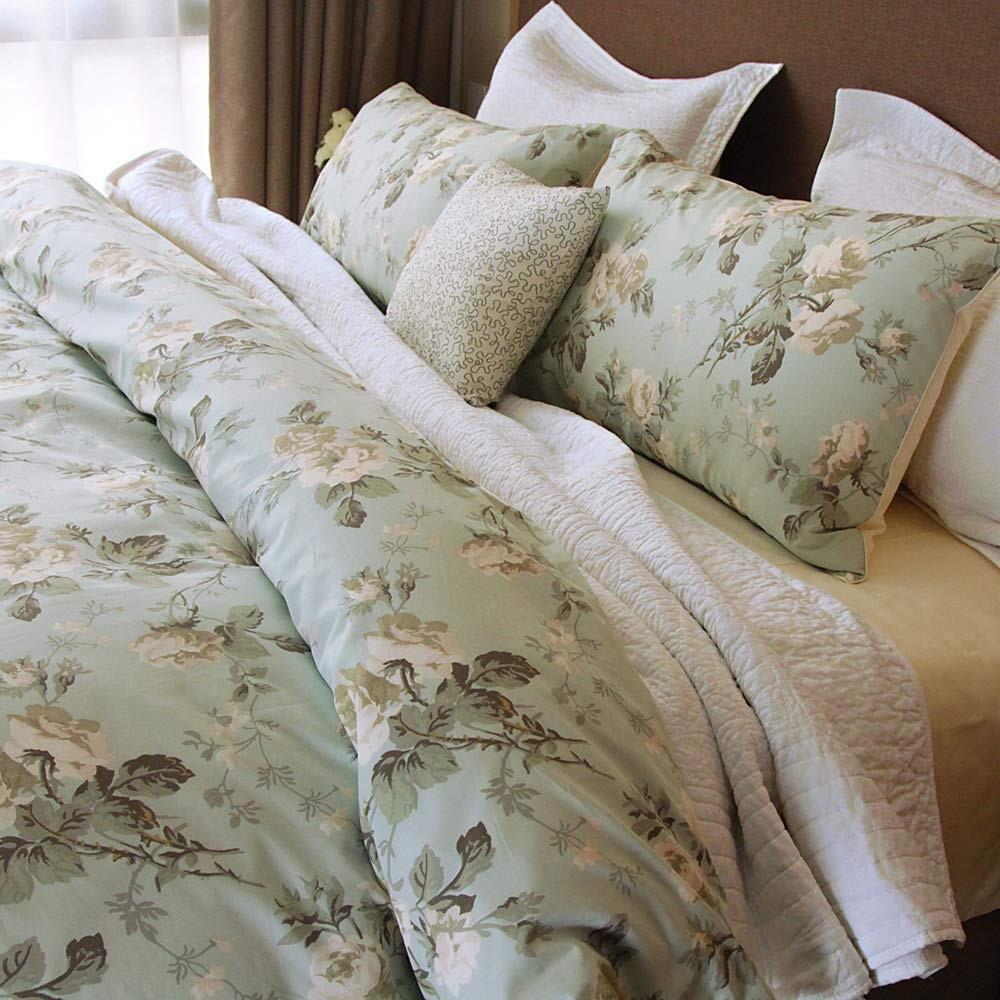 Brandream French Country Garden Toile Floral Printed Duvet Quilt Cover Cotton Be